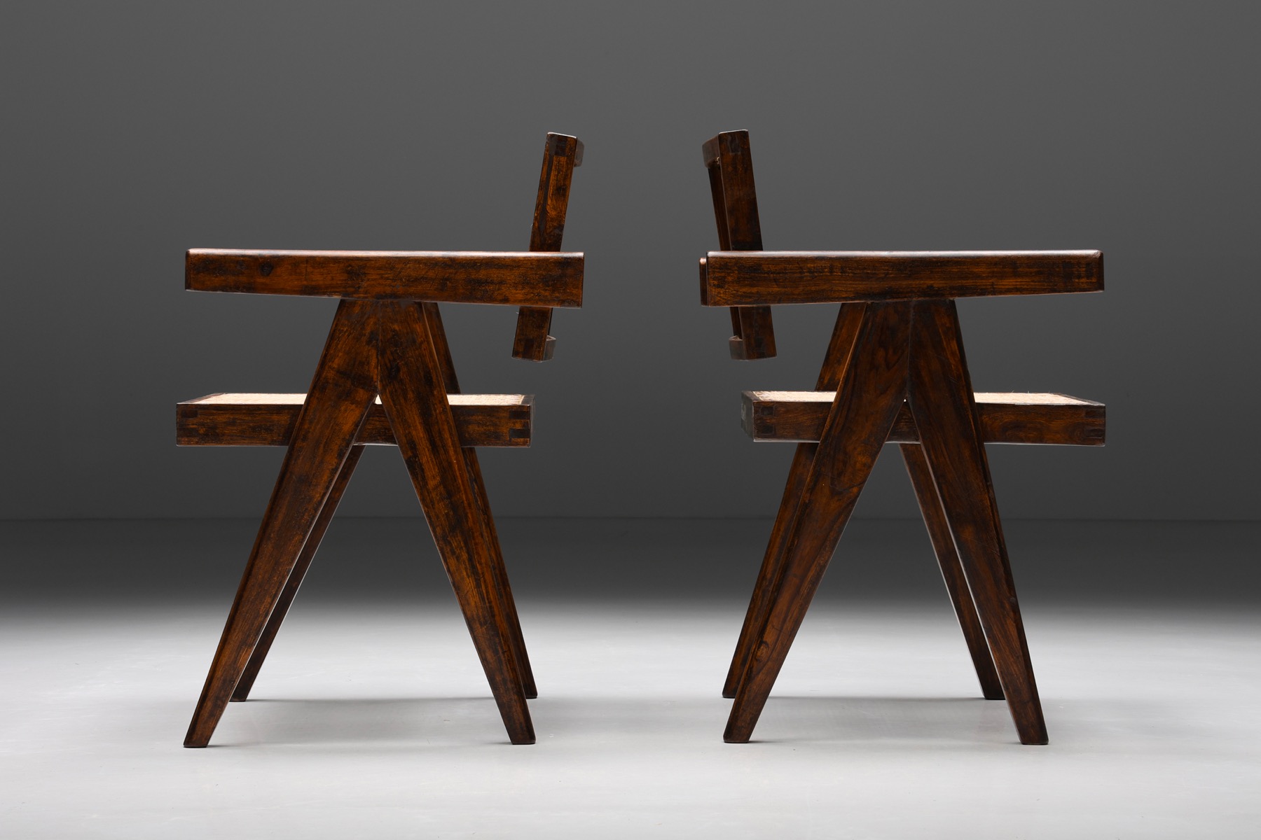 Office Cane Chairs by Pierre Jeanneret - 1955