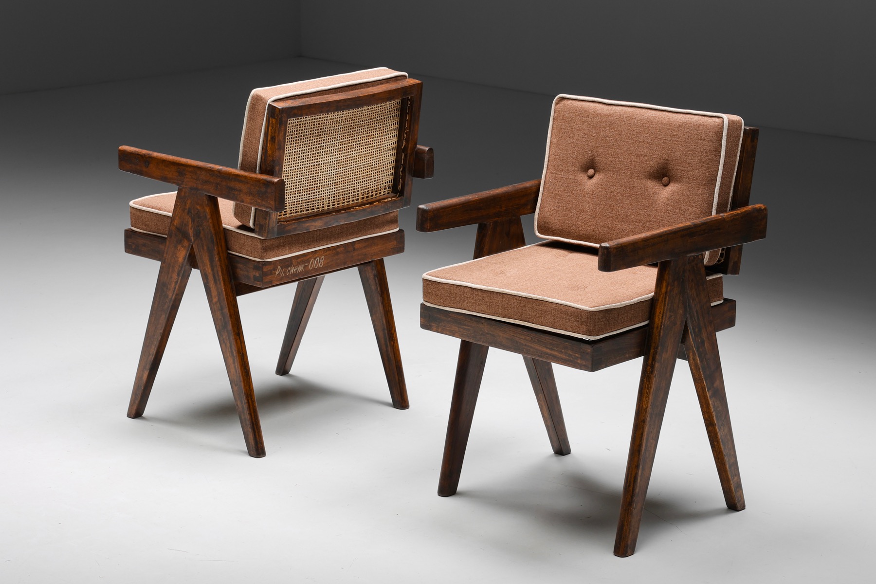 Office Cane Chairs by Pierre Jeanneret - 1955