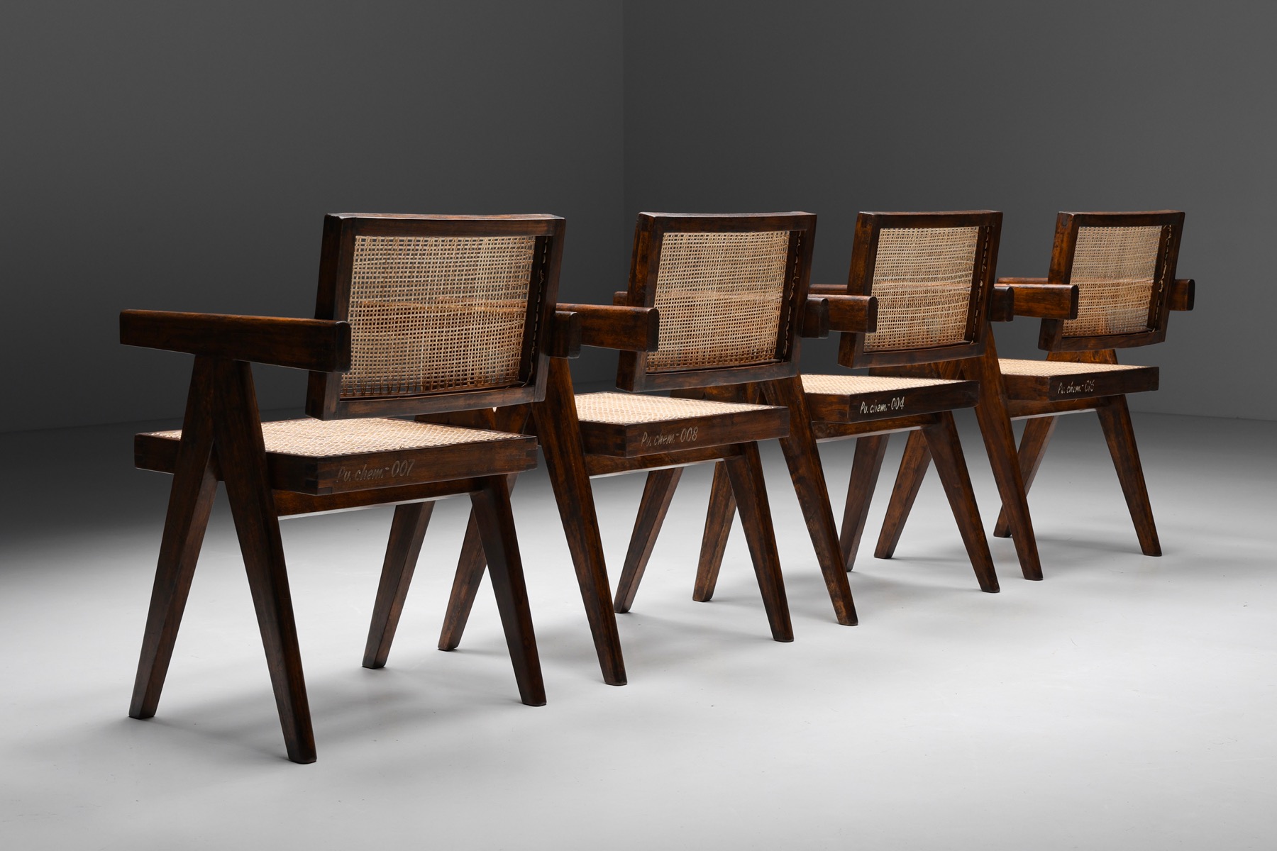 Office Cane Chairs by Pierre Jeanneret - 1955