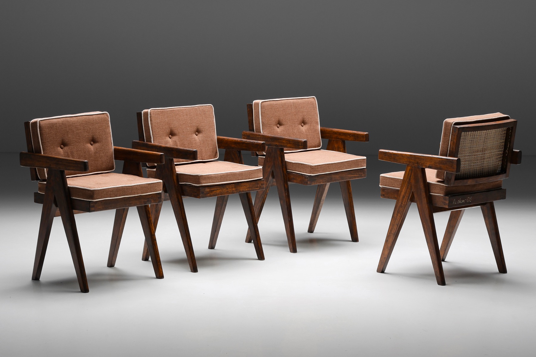 Office Cane Chairs by Pierre Jeanneret - 1955