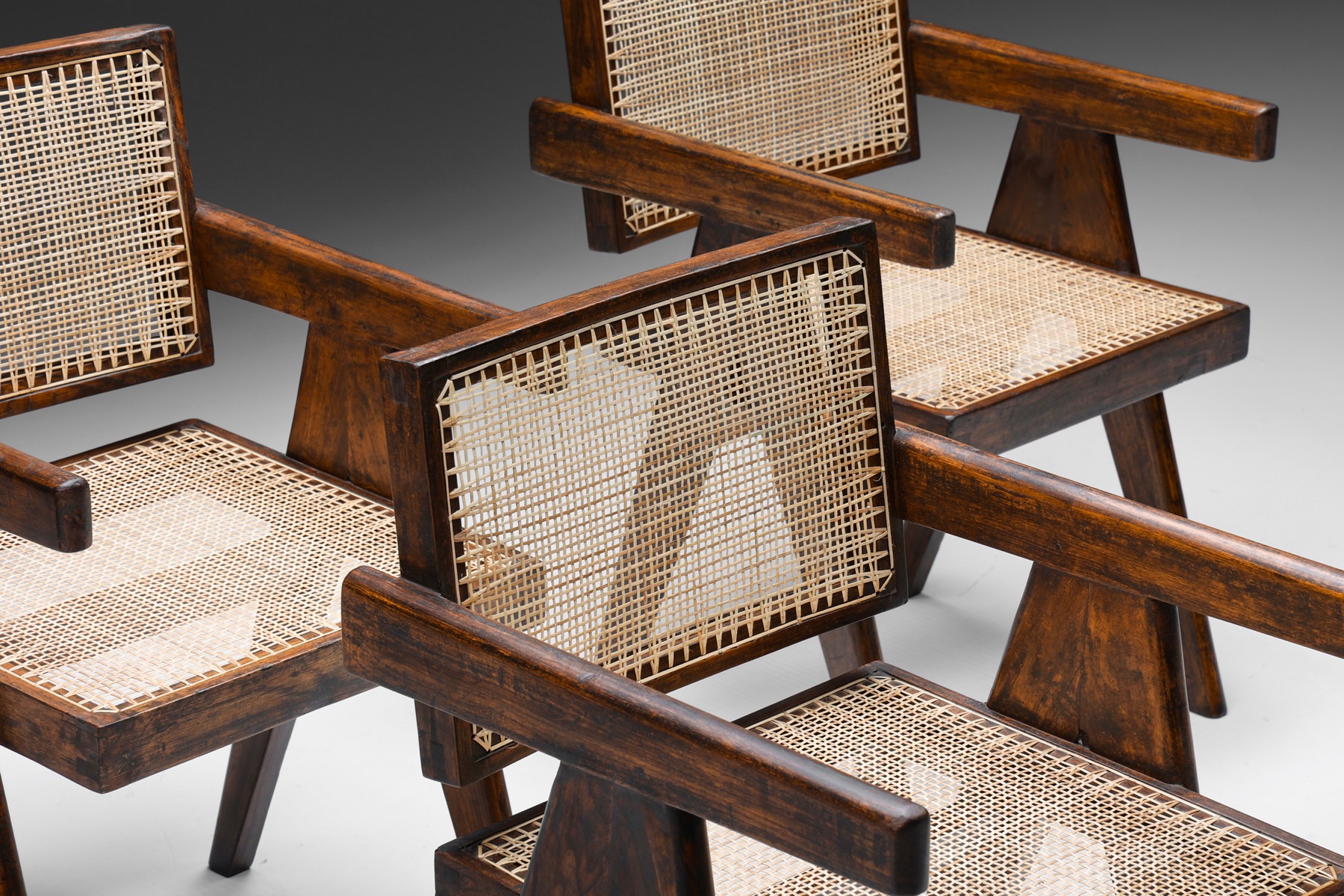 Office Cane Chairs by Pierre Jeanneret - 1955
