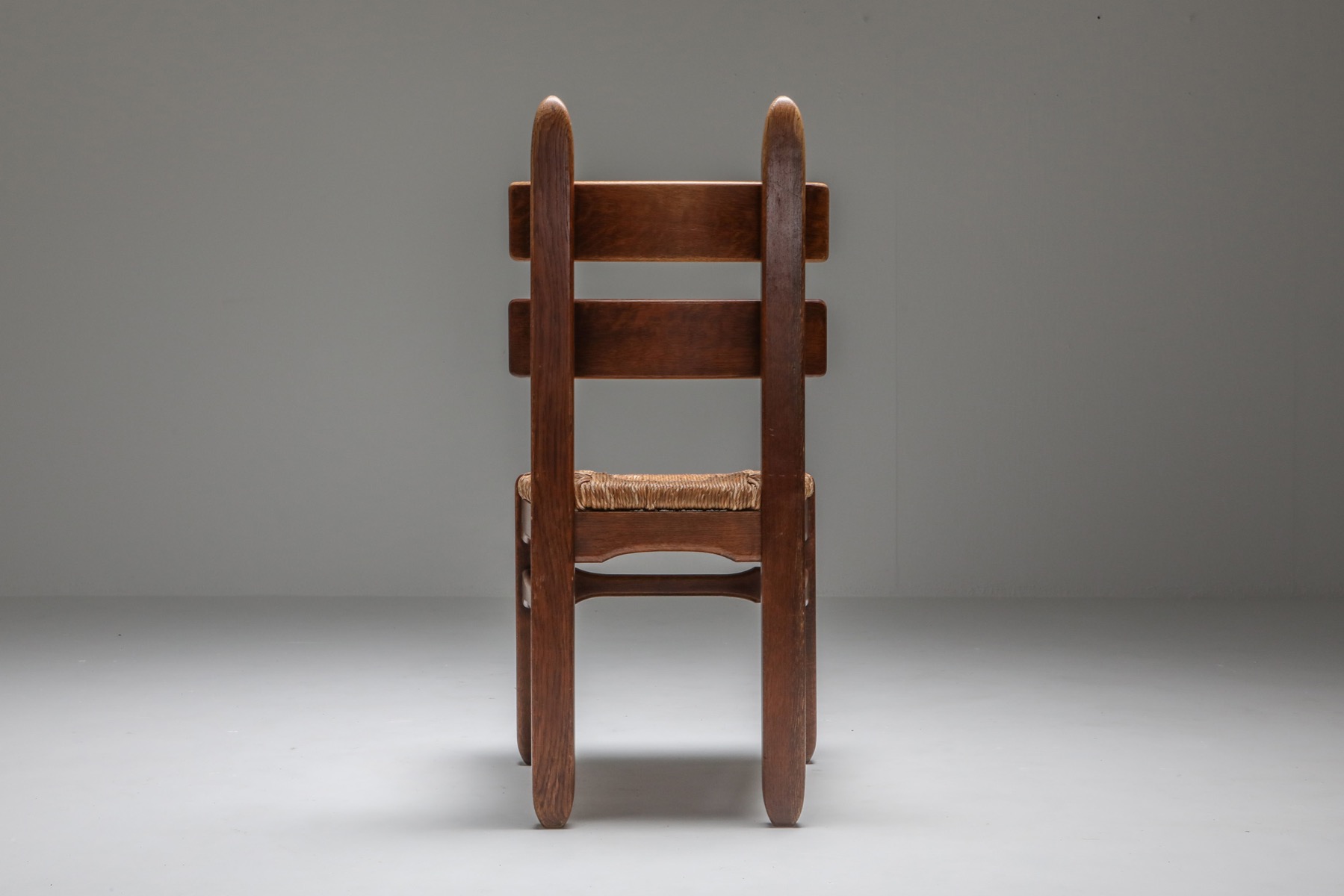 Rustic Modern Oak and Cord Dining Chairs - 1930's