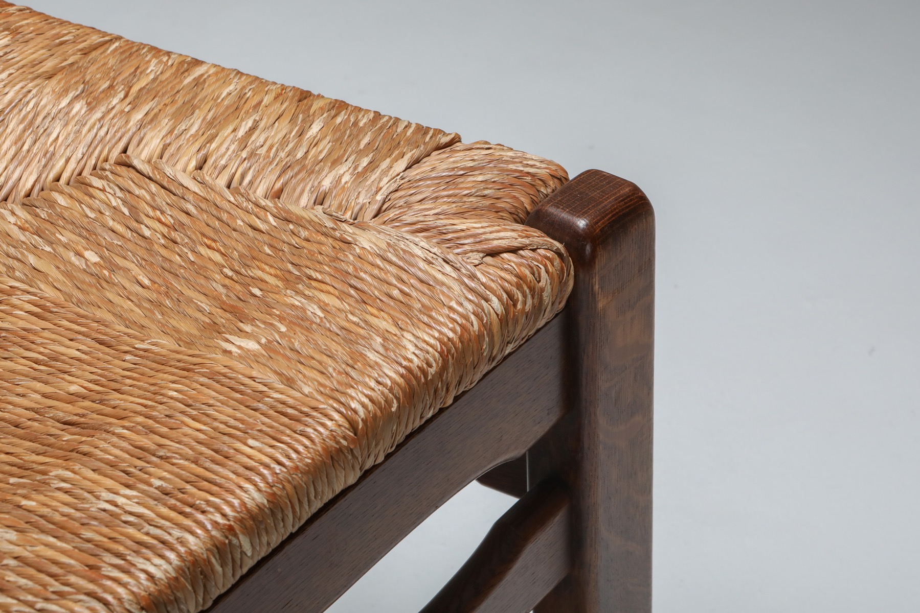 Rustic Modern Oak and Cord Dining Chairs - 1930's