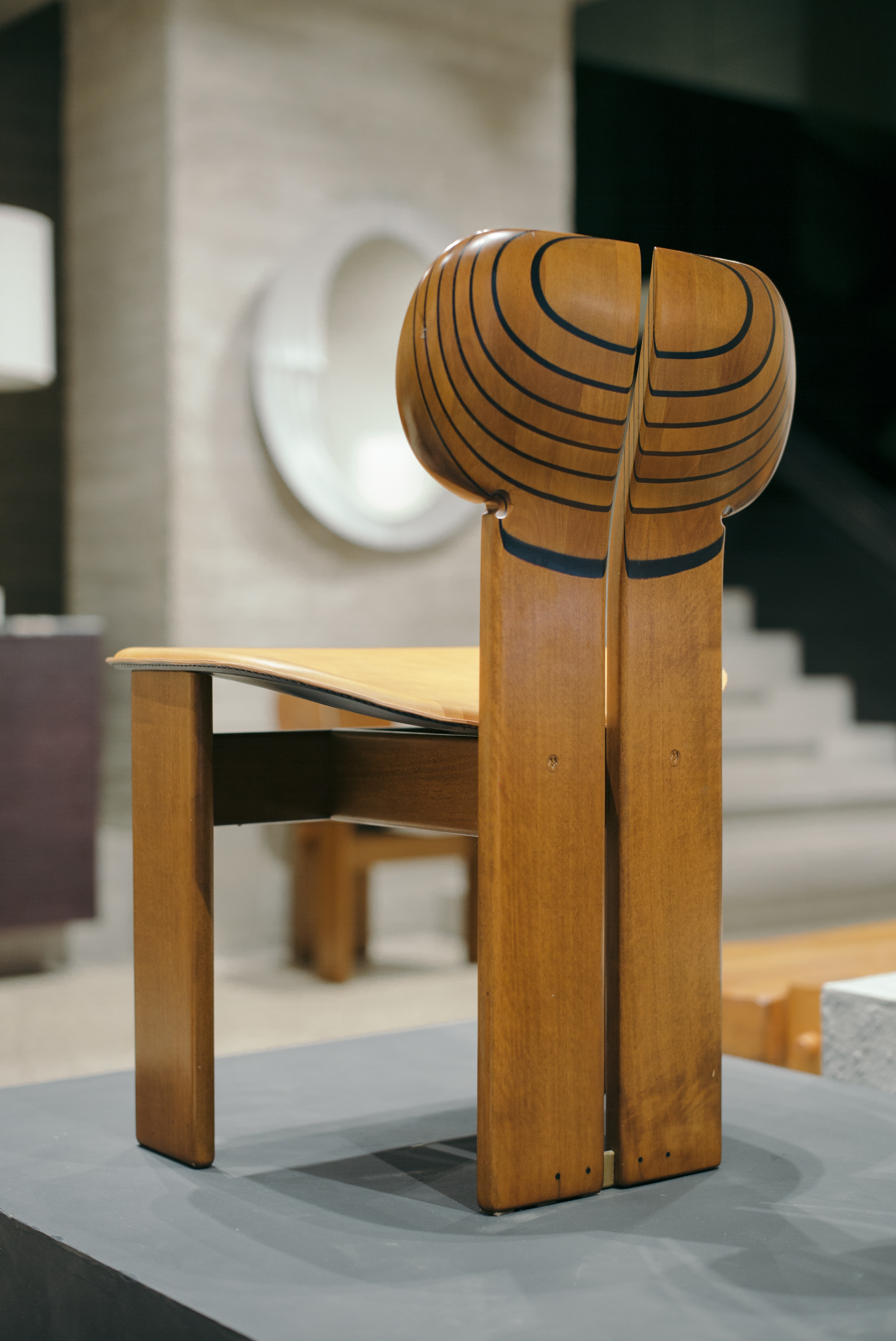 Afra and Tobia Scarpa Africa Chairs with Cognac Leather Seating - 1970's