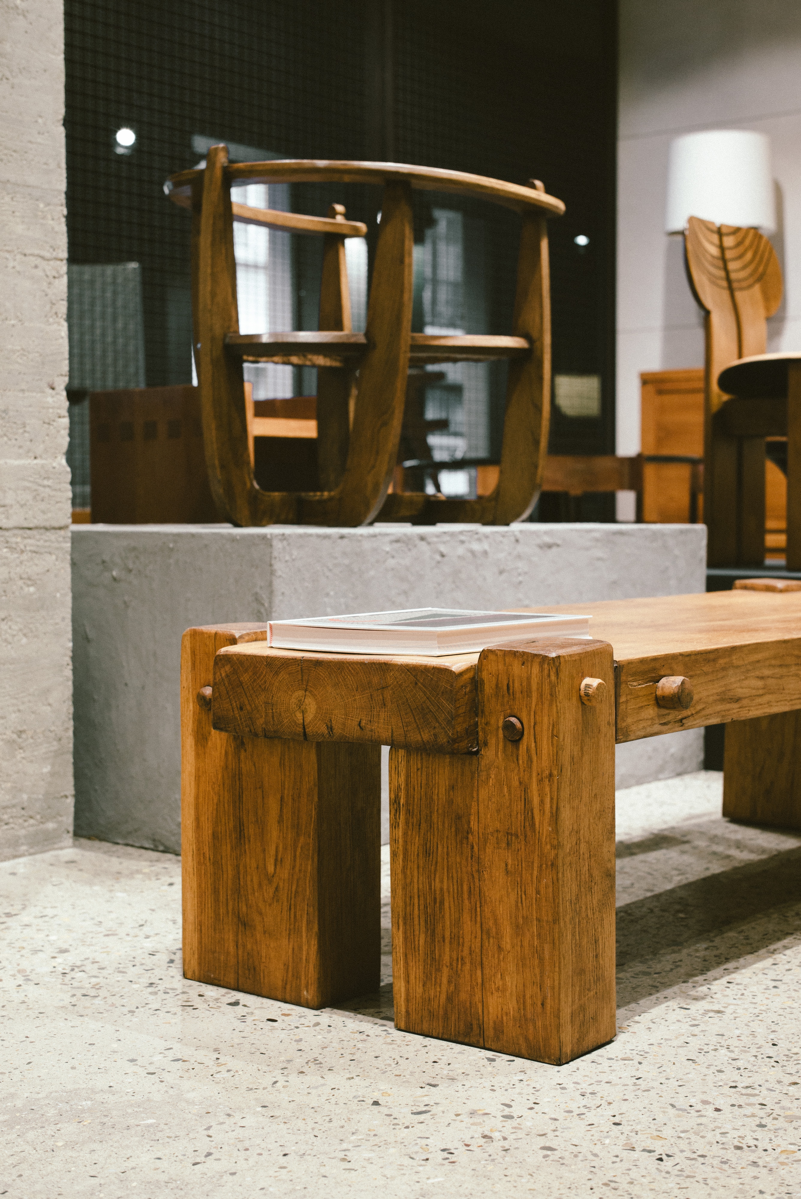 Rustic Modern Rectangular Coffee Table in Solid Oak - 1960s