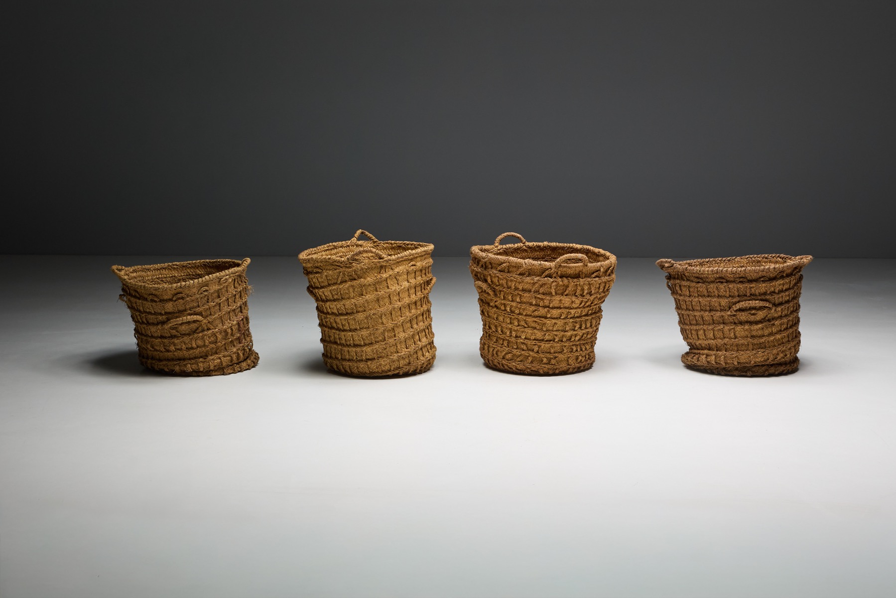 Large handwoven basket from early industrial period