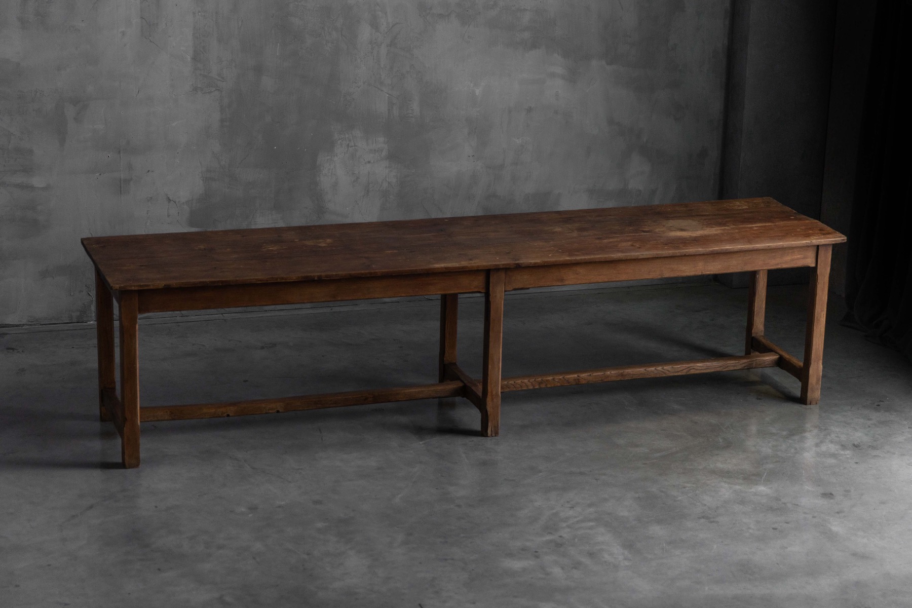  Large Monastic Console Table in Solid Oak, France - Mid-20th Century