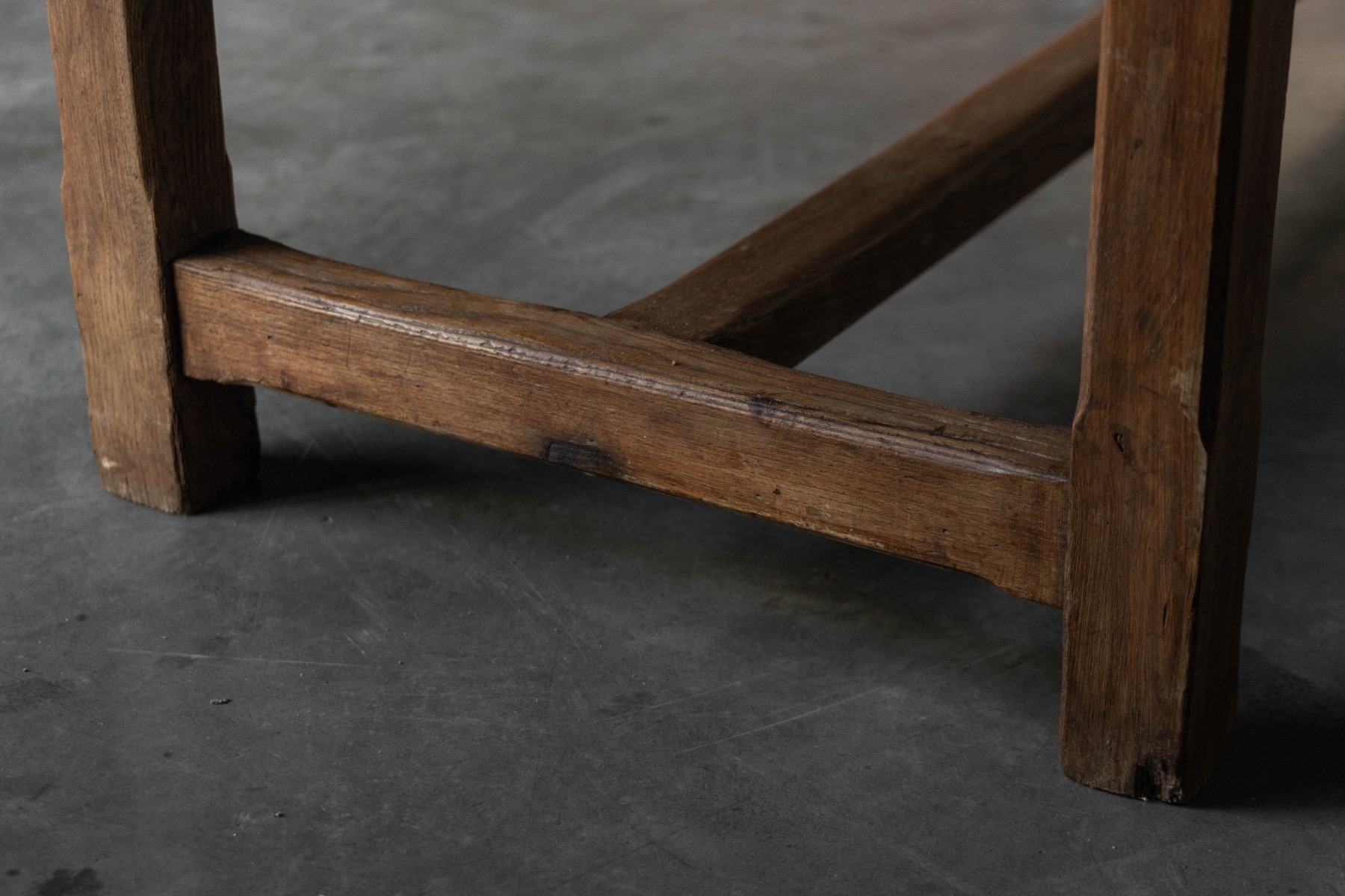  Large Monastic Console Table in Solid Oak, France - Mid-20th Century