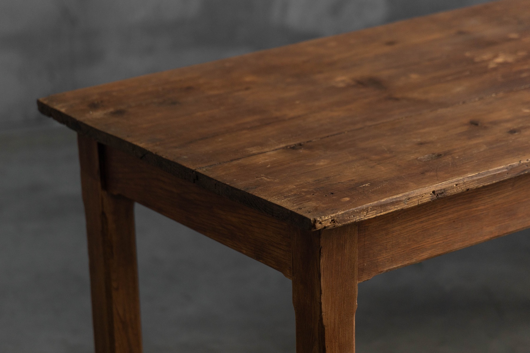  Large Monastic Console Table in Solid Oak, France - Mid-20th Century