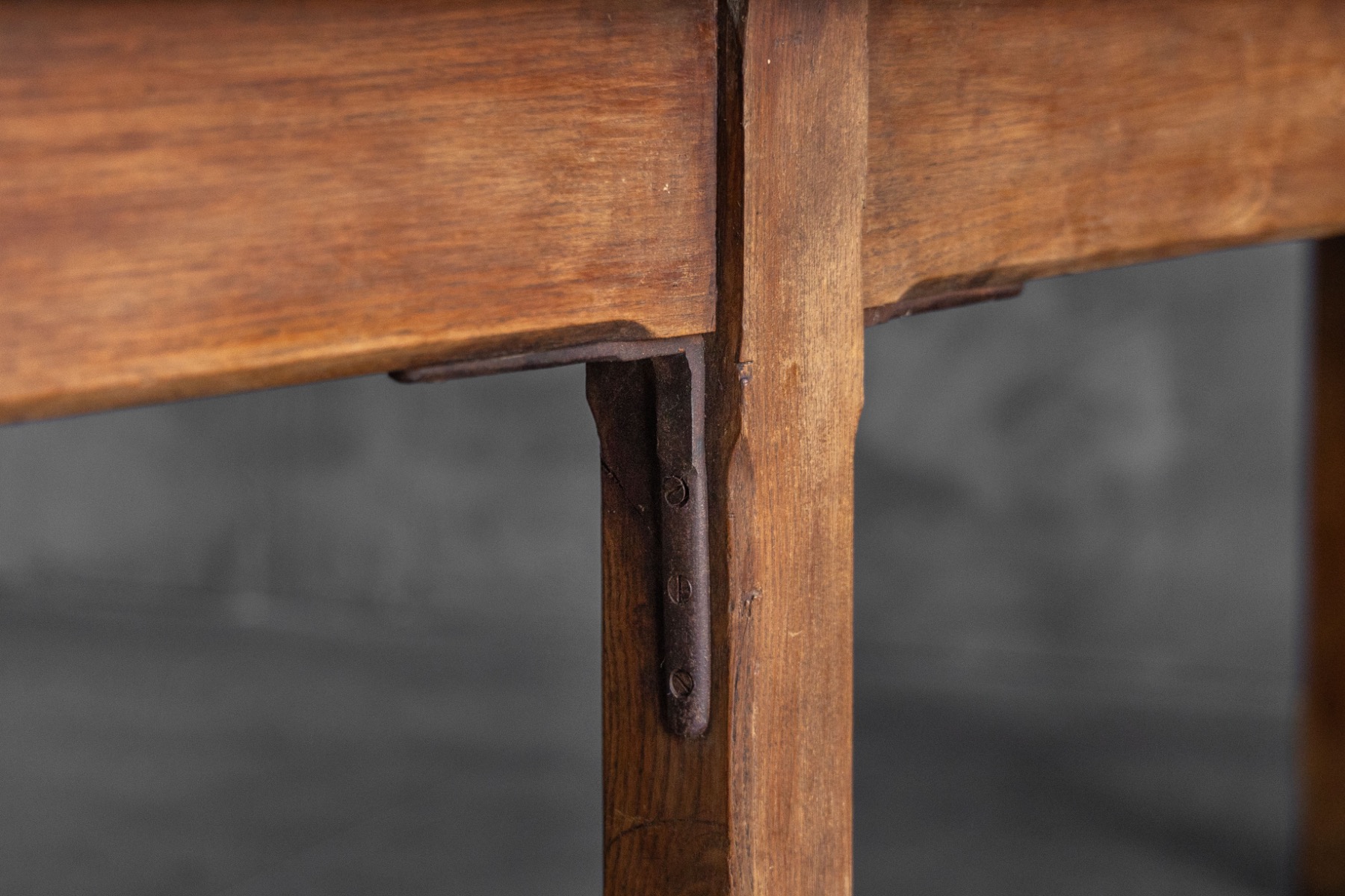  Large Monastic Console Table in Solid Oak, France - Mid-20th Century