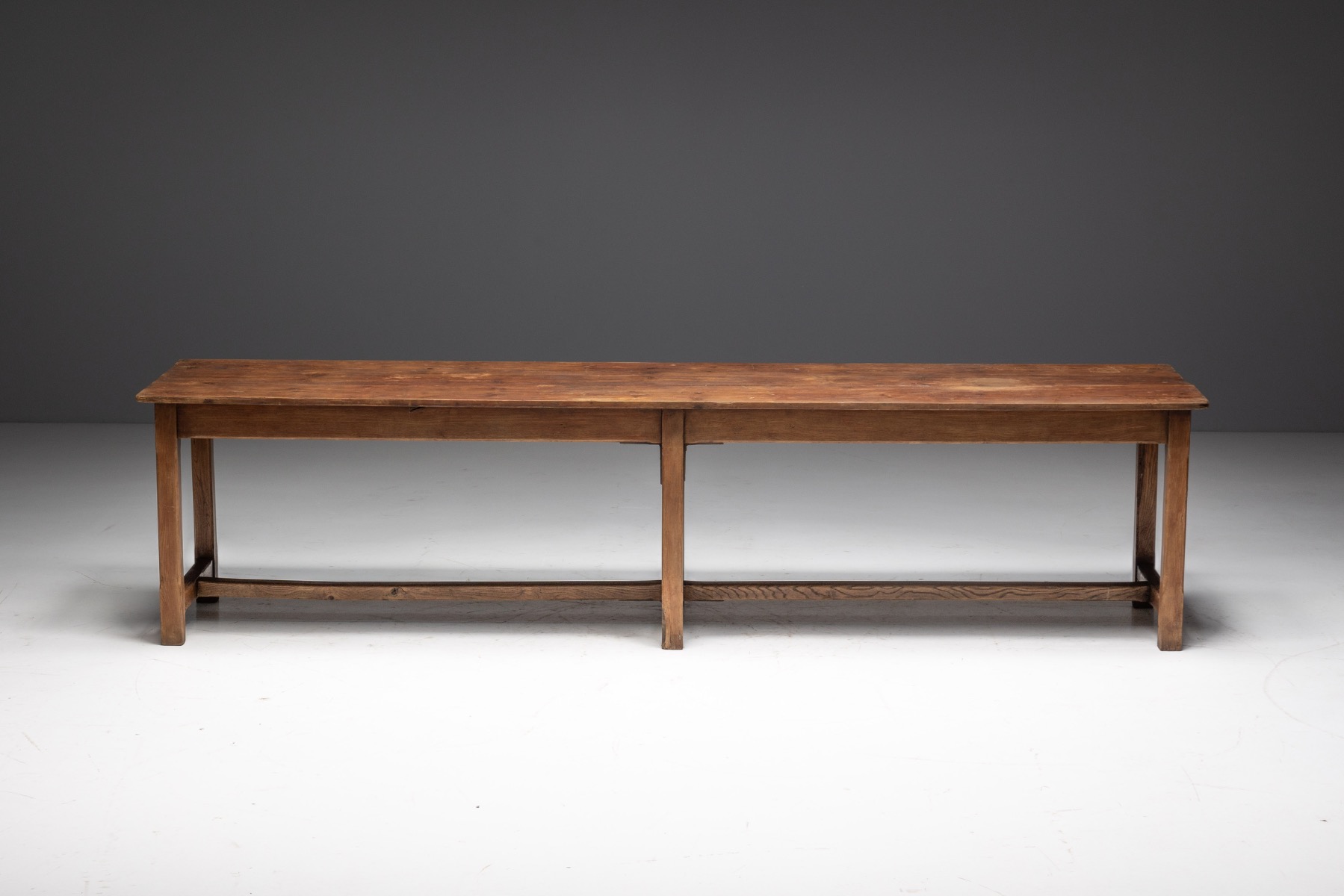  Large Monastic Console Table in Solid Oak, France - Mid-20th Century