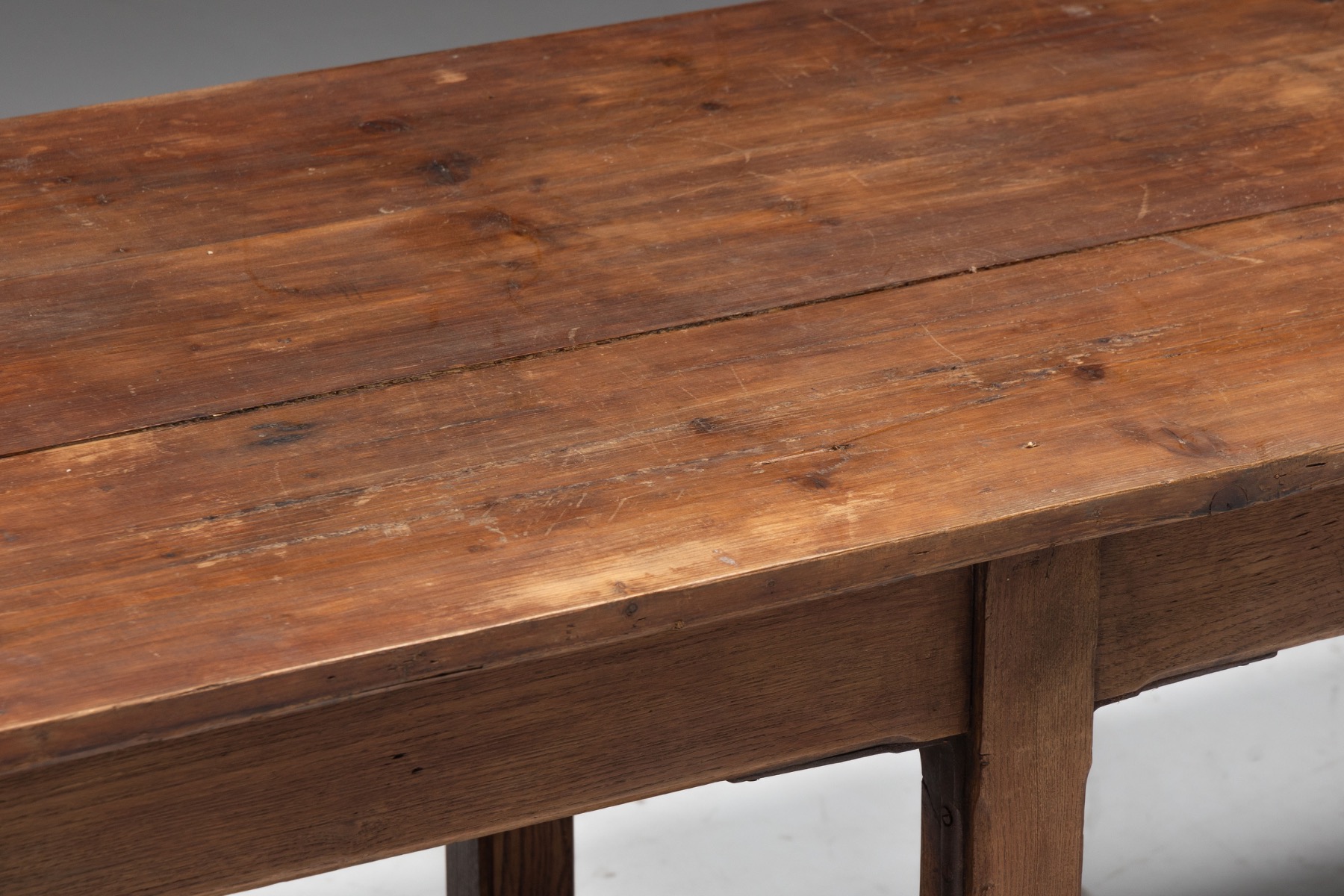  Large Monastic Console Table in Solid Oak, France - Mid-20th Century