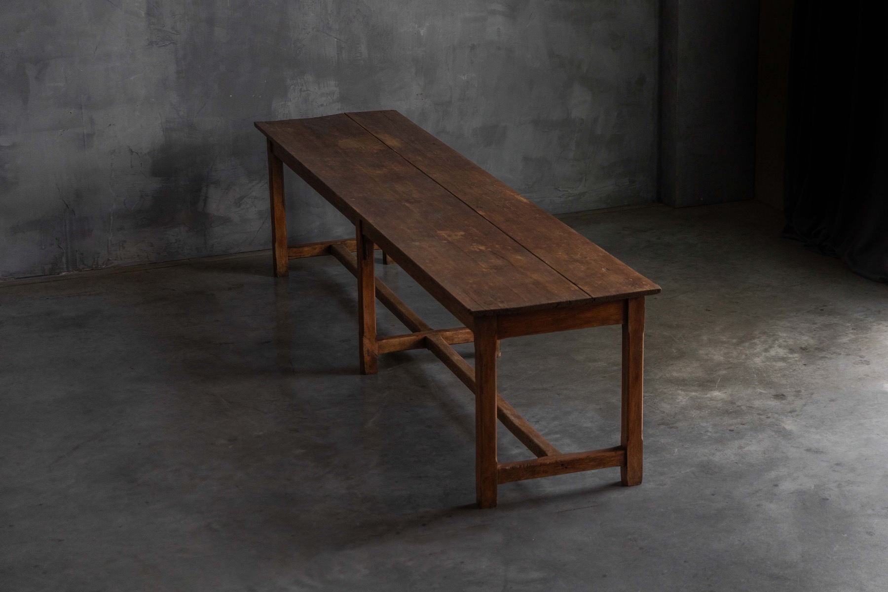  Large Monastic Console Table in Solid Oak, France - Mid-20th Century