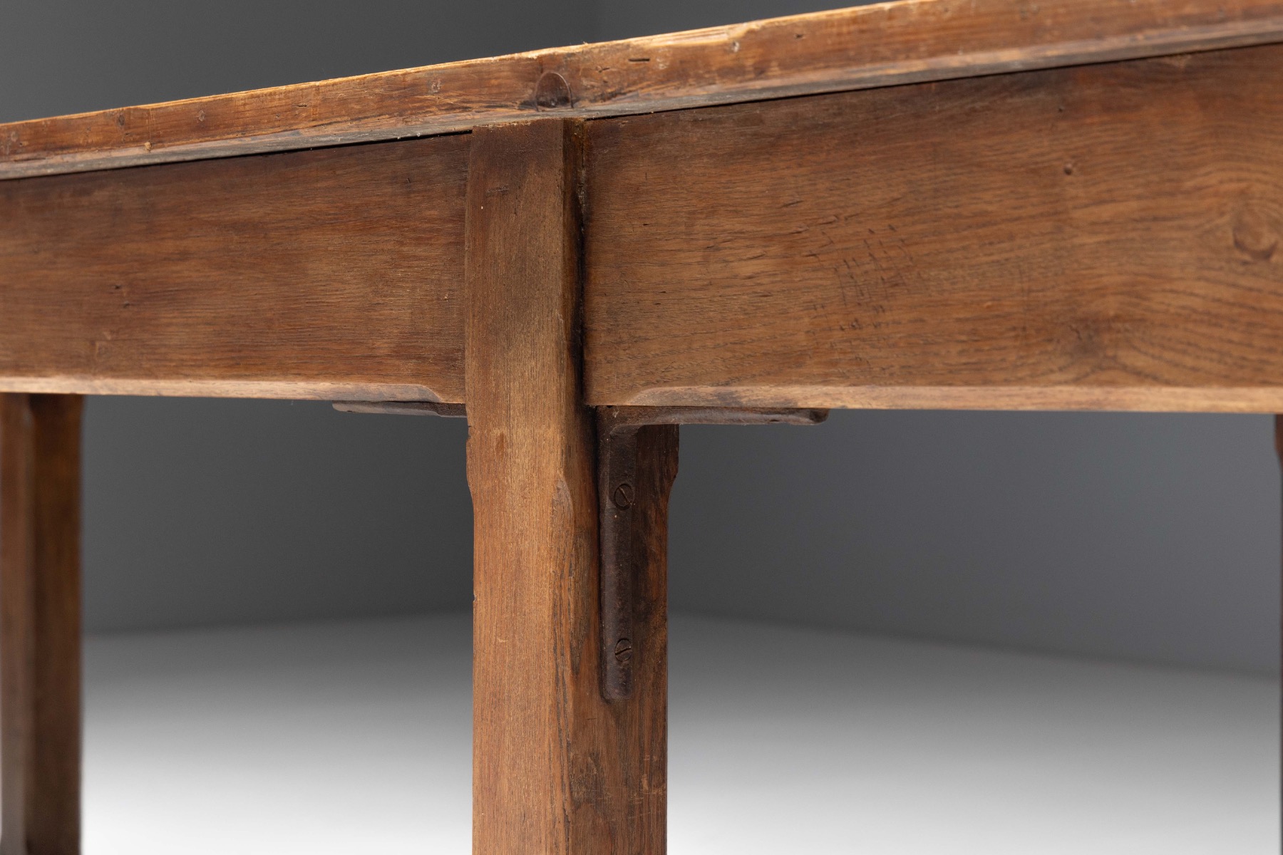  Large Monastic Console Table in Solid Oak, France - Mid-20th Century