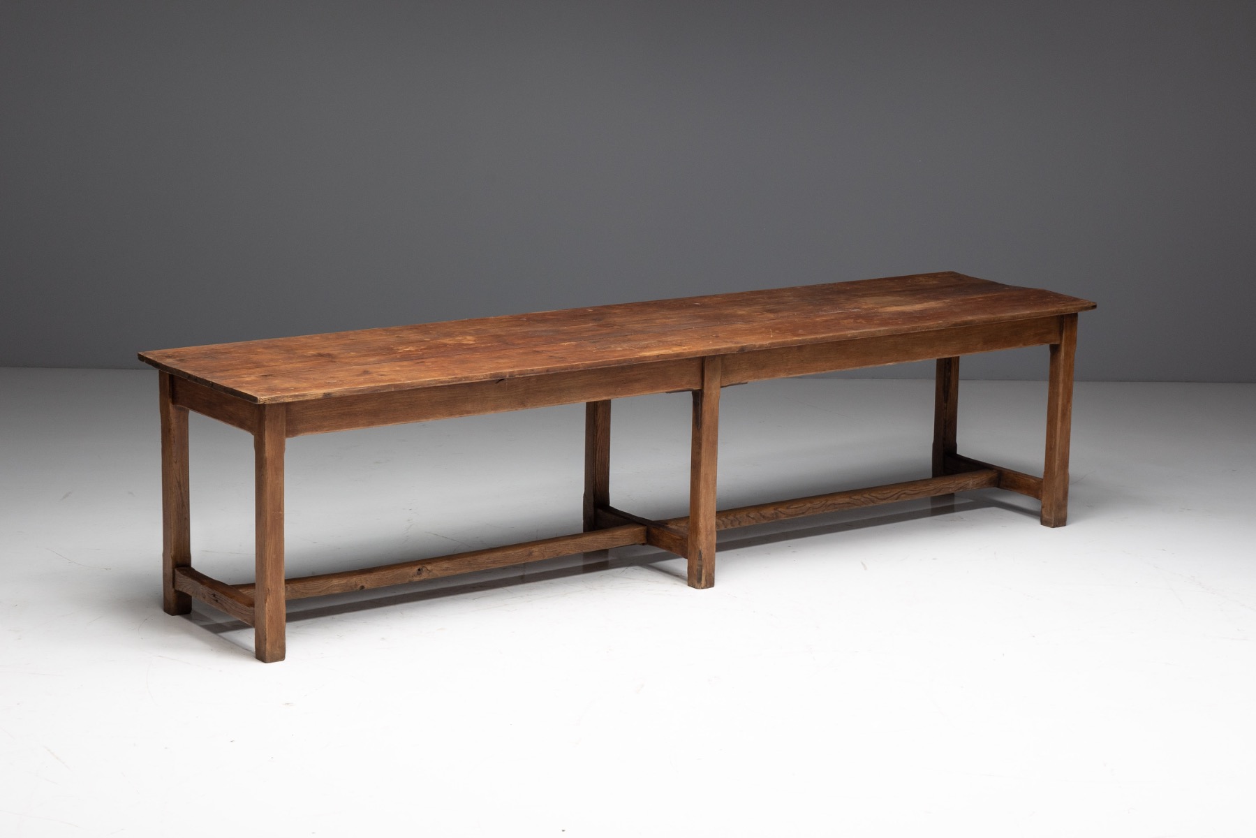  Large Monastic Console Table in Solid Oak, France - Mid-20th Century