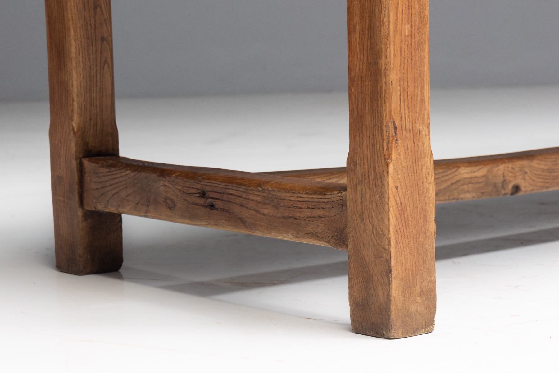  Large Monastic Console Table in Solid Oak, France - Mid-20th Century
