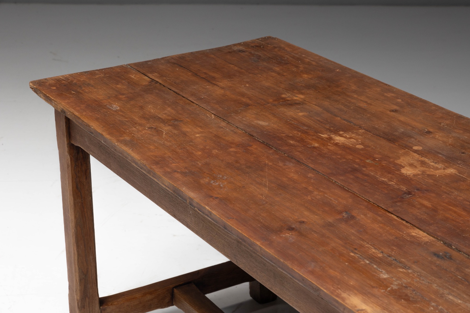  Large Monastic Console Table in Solid Oak, France - Mid-20th Century