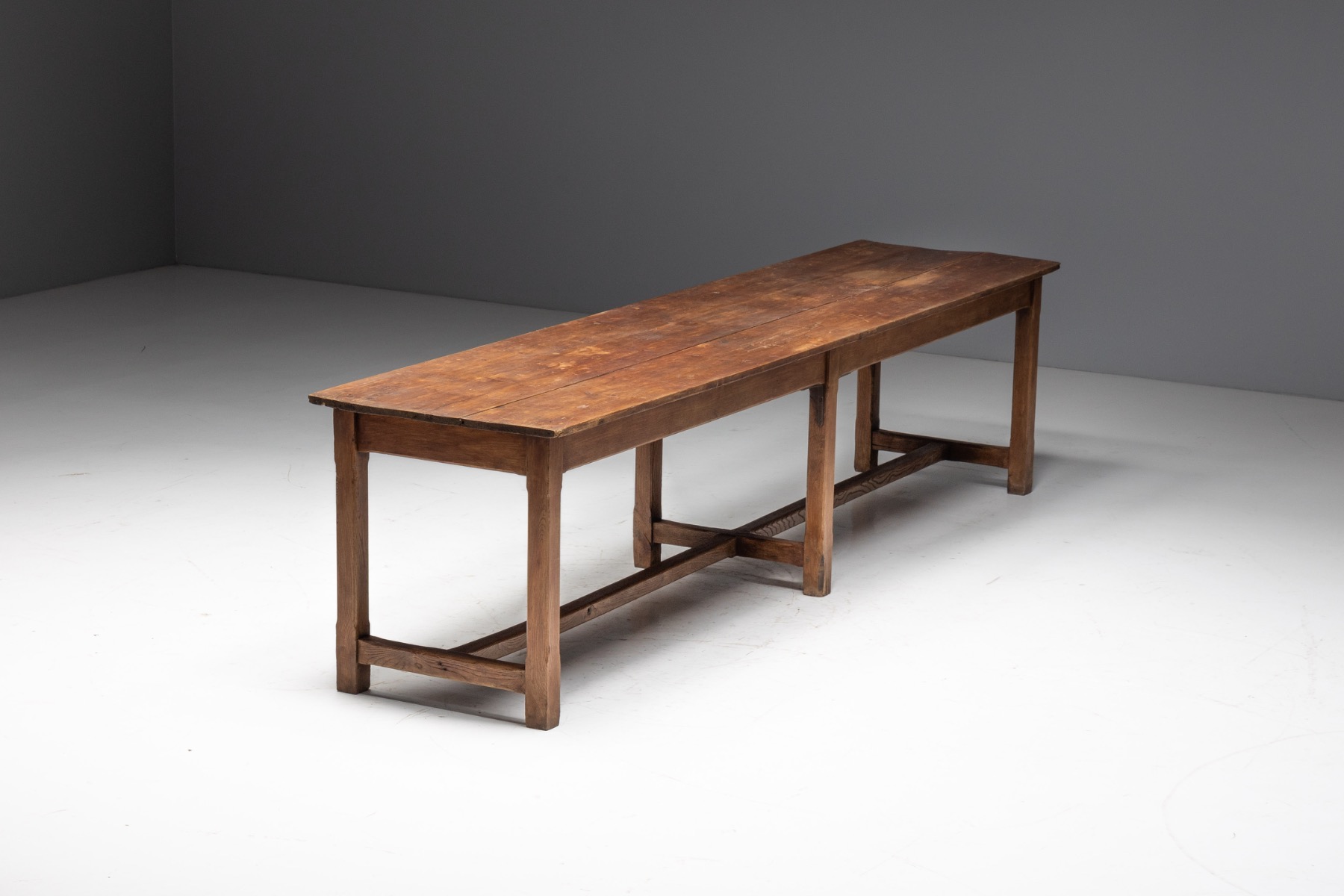  Large Monastic Console Table in Solid Oak, France - Mid-20th Century