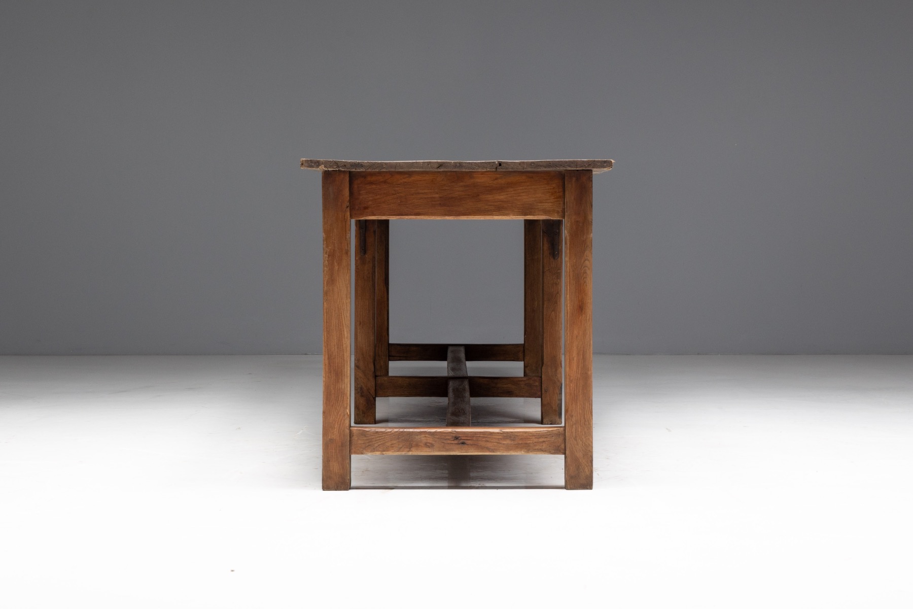  Large Monastic Console Table in Solid Oak, France - Mid-20th Century