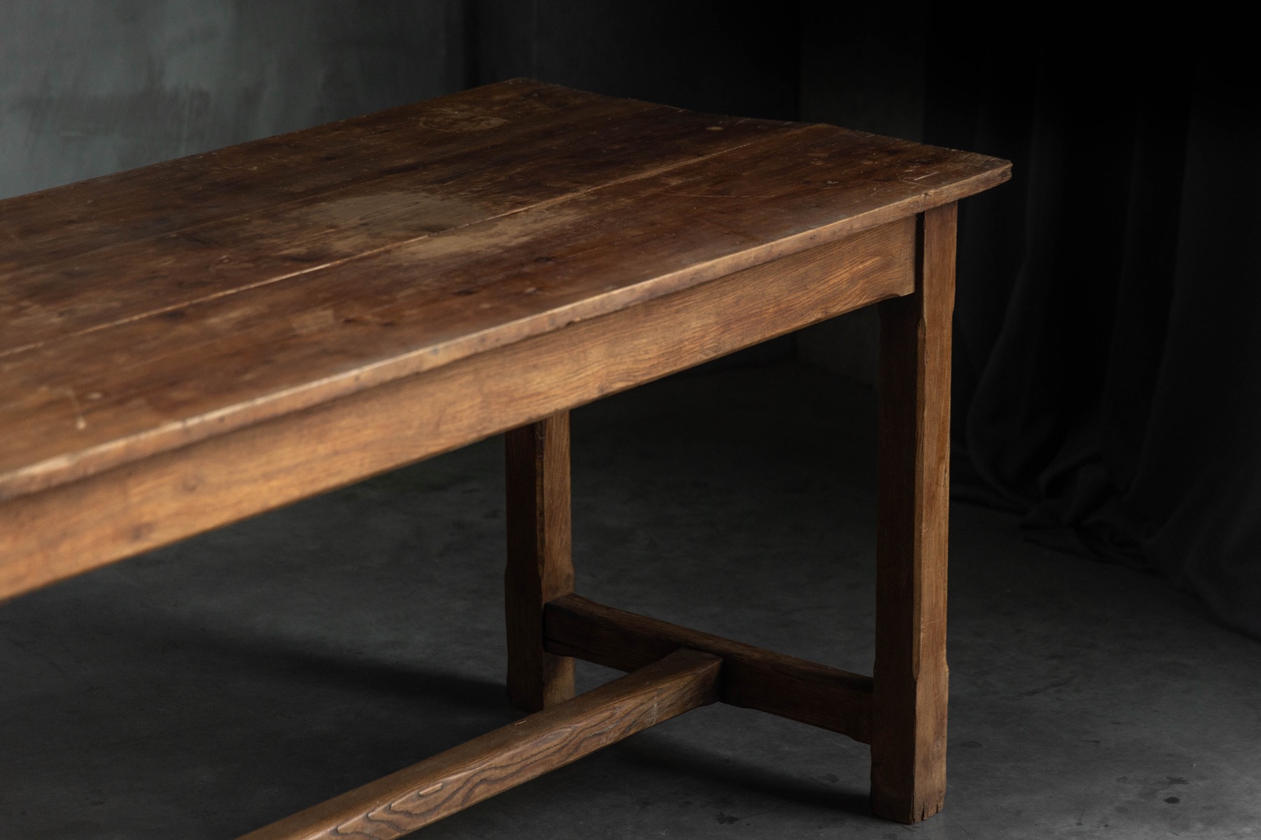  Large Monastic Console Table in Solid Oak, France - Mid-20th Century