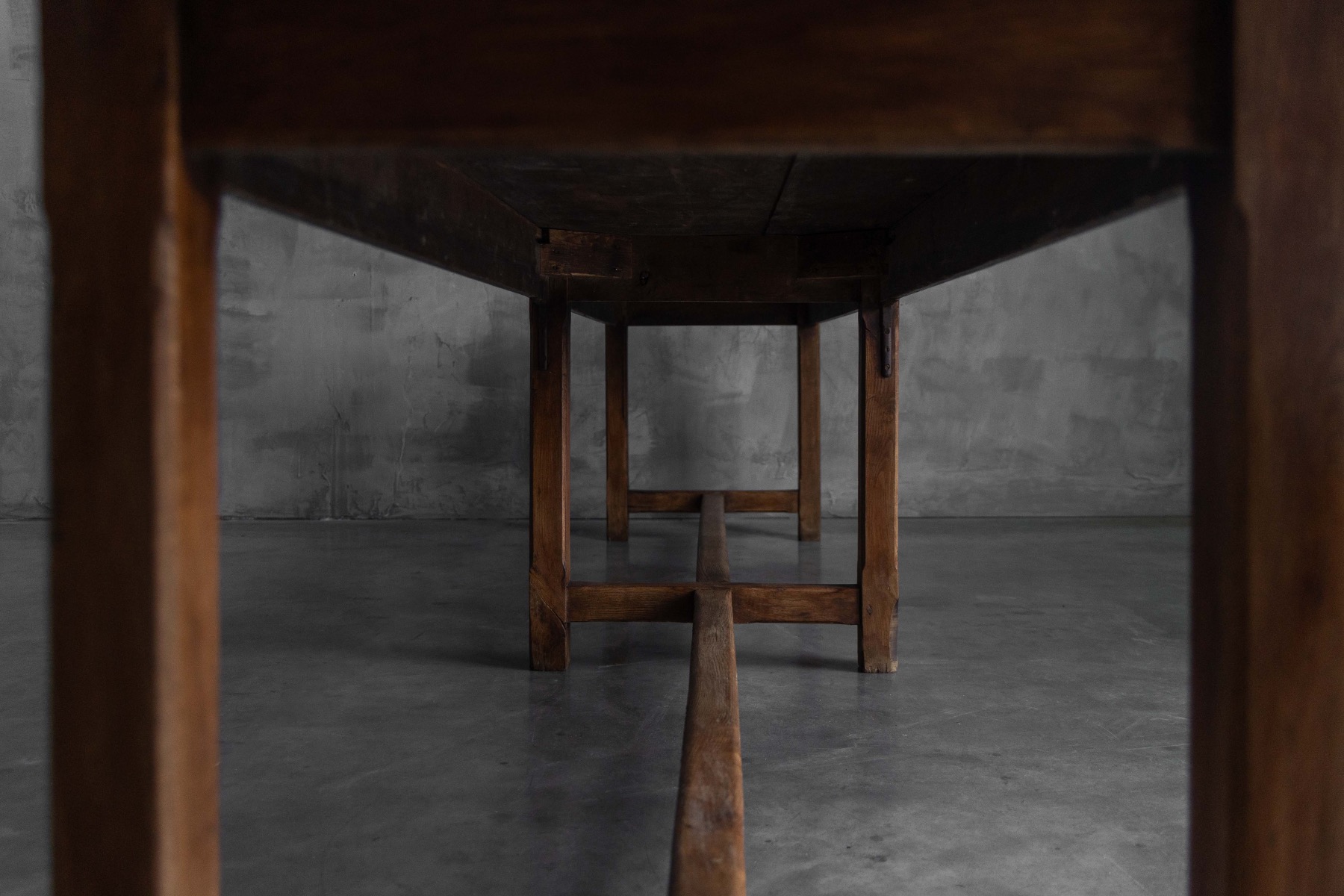  Large Monastic Console Table in Solid Oak, France - Mid-20th Century
