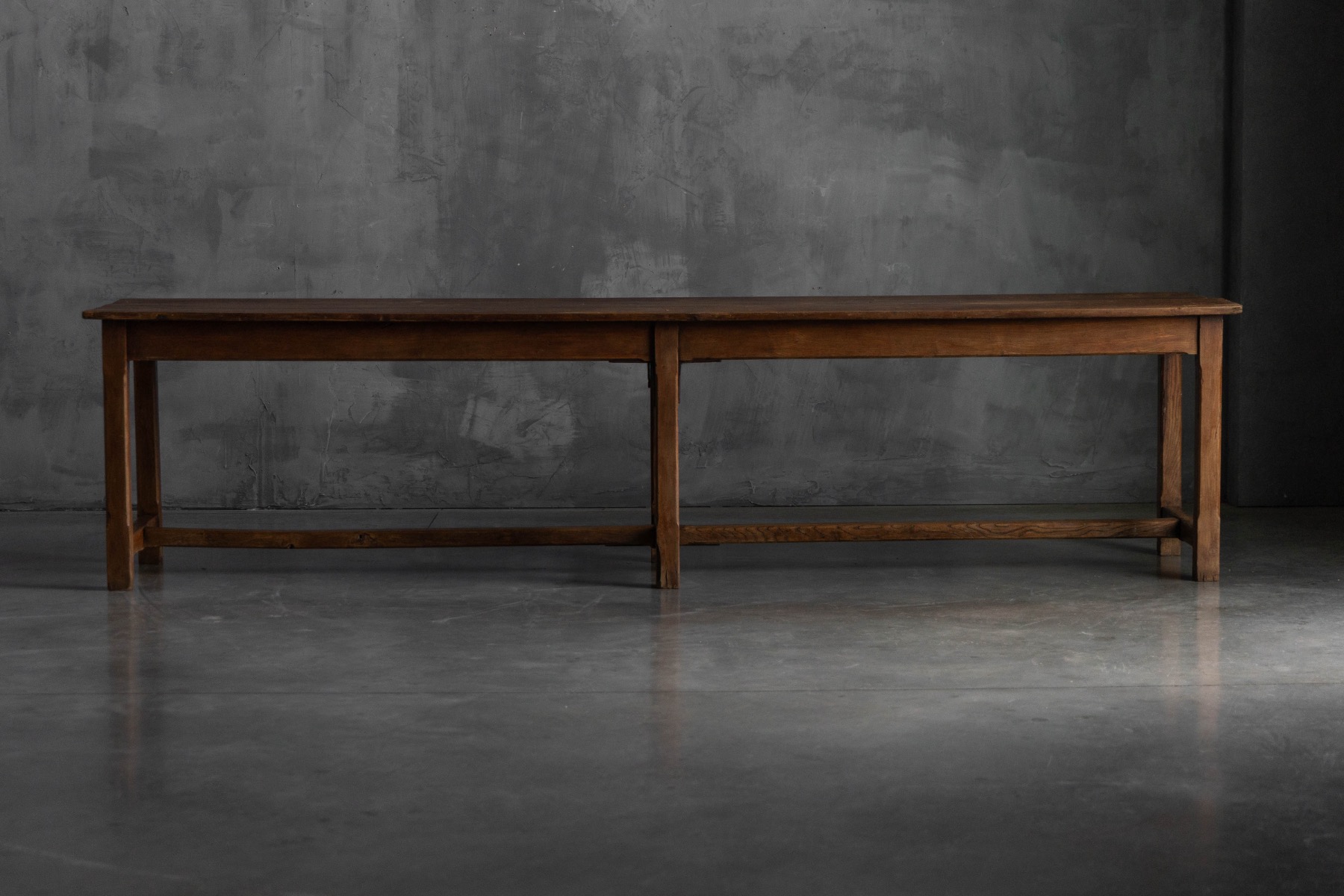  Large Monastic Console Table in Solid Oak, France - Mid-20th Century