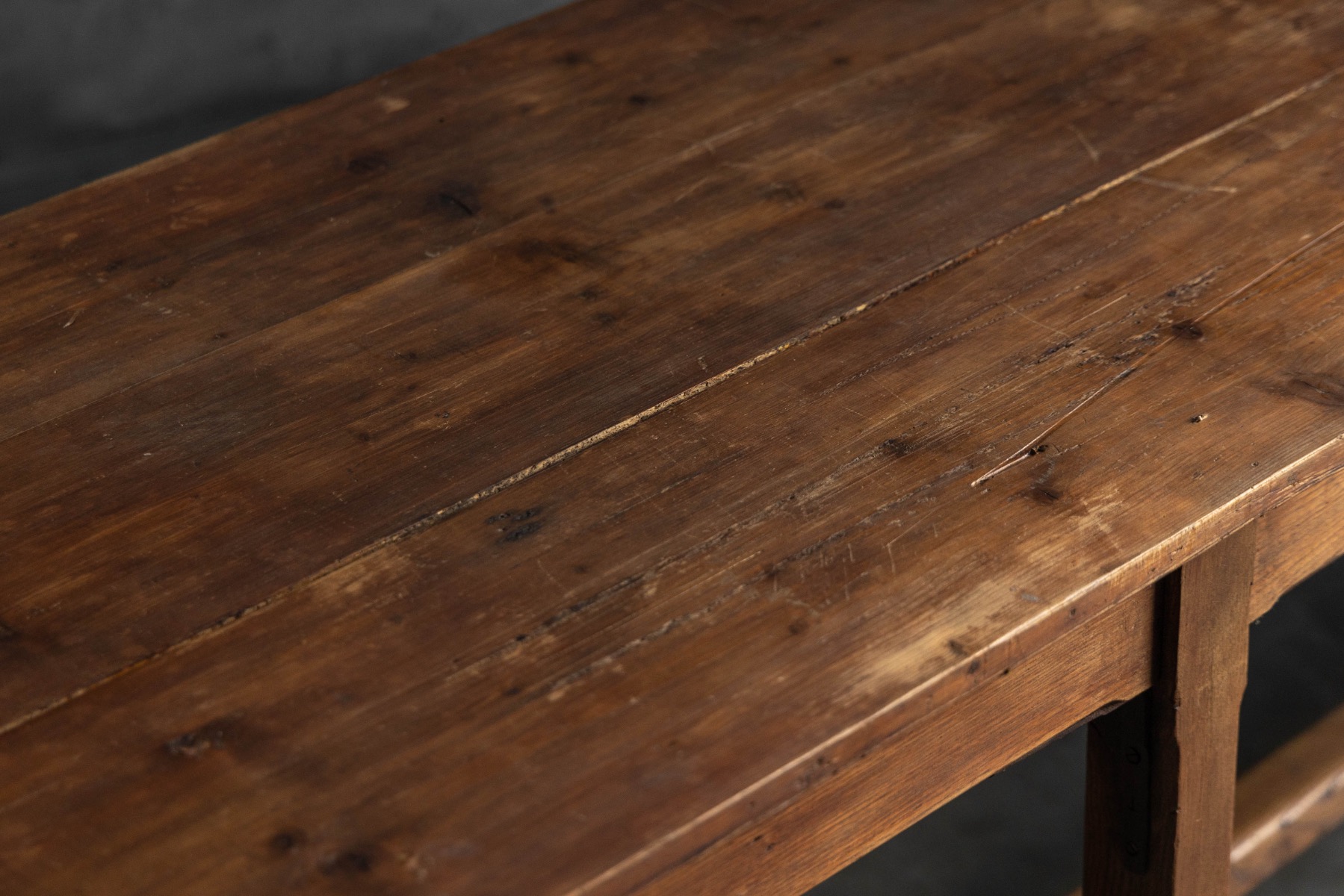  Large Monastic Console Table in Solid Oak, France - Mid-20th Century