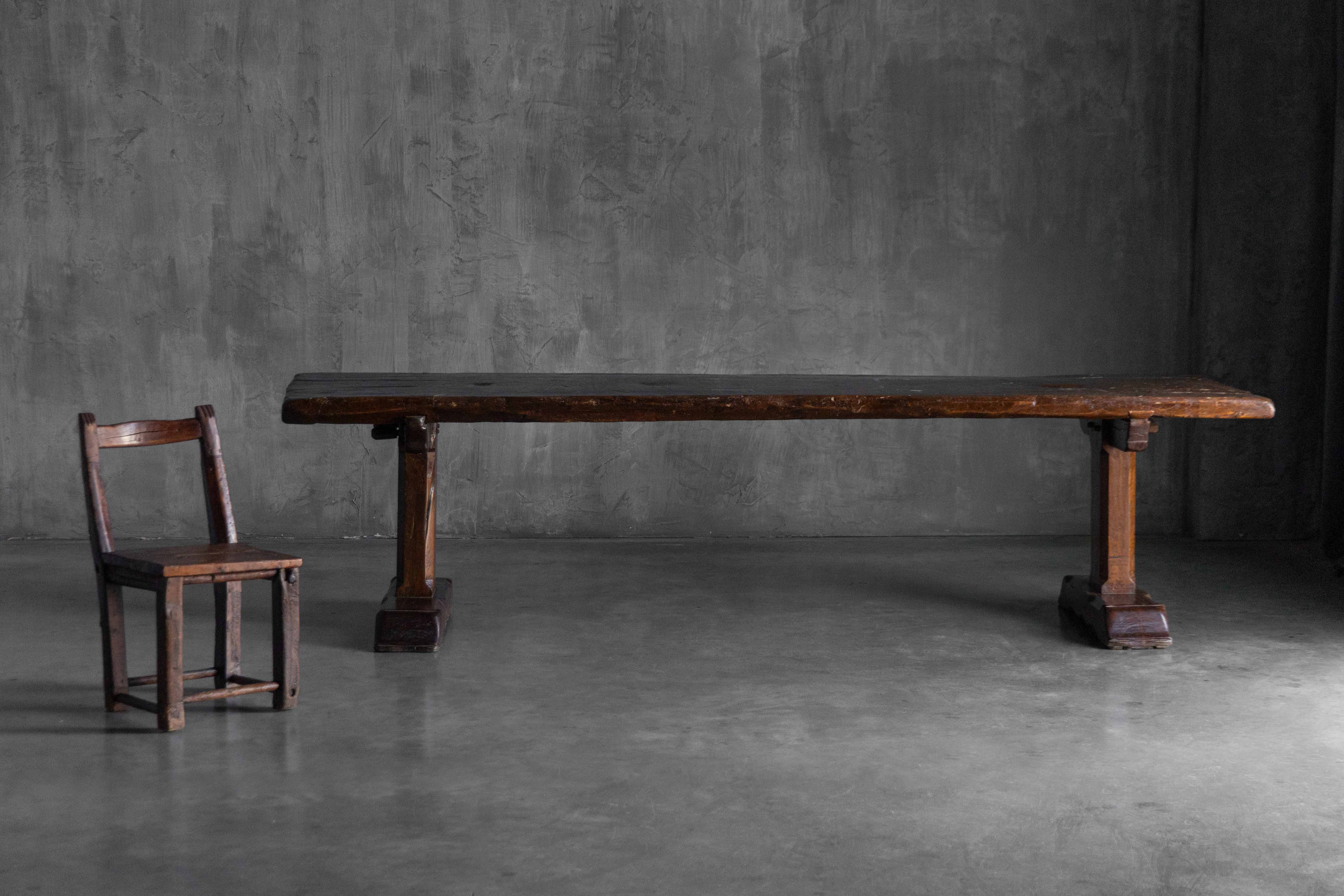 Large Vernacular Trestle Table, France - 19th Century 