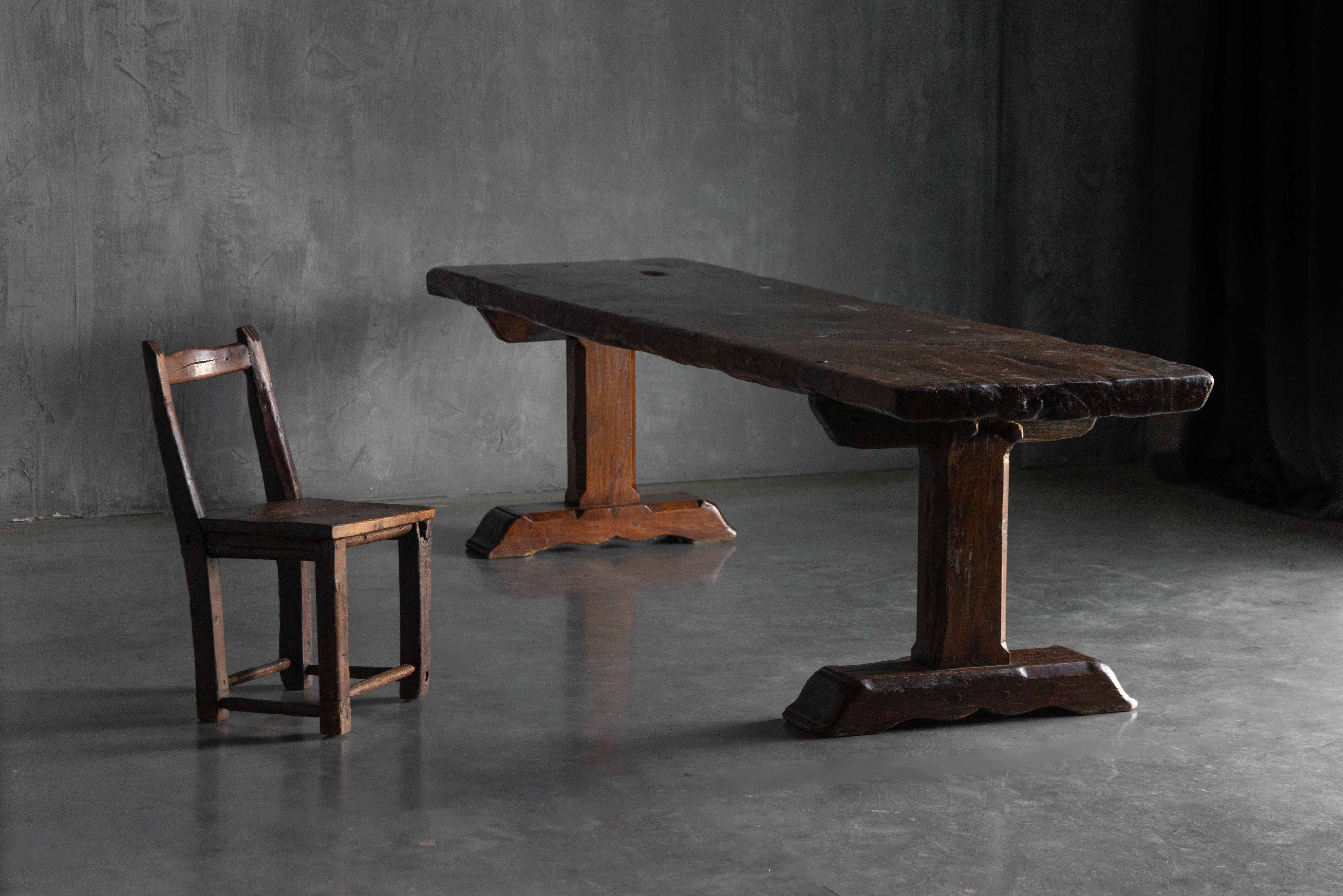 Large Vernacular Trestle Table, France - 19th Century 