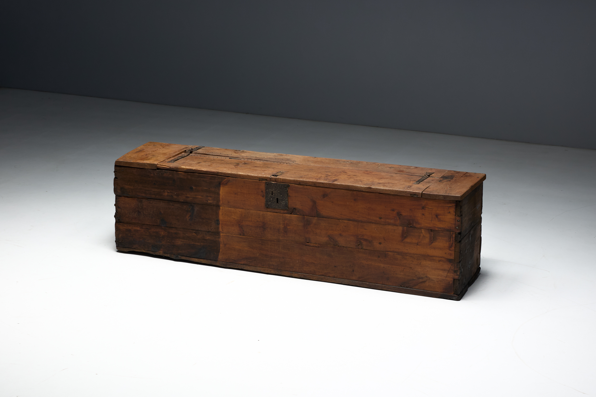 Large Vernacular Wooden Chest, France - 19th Century