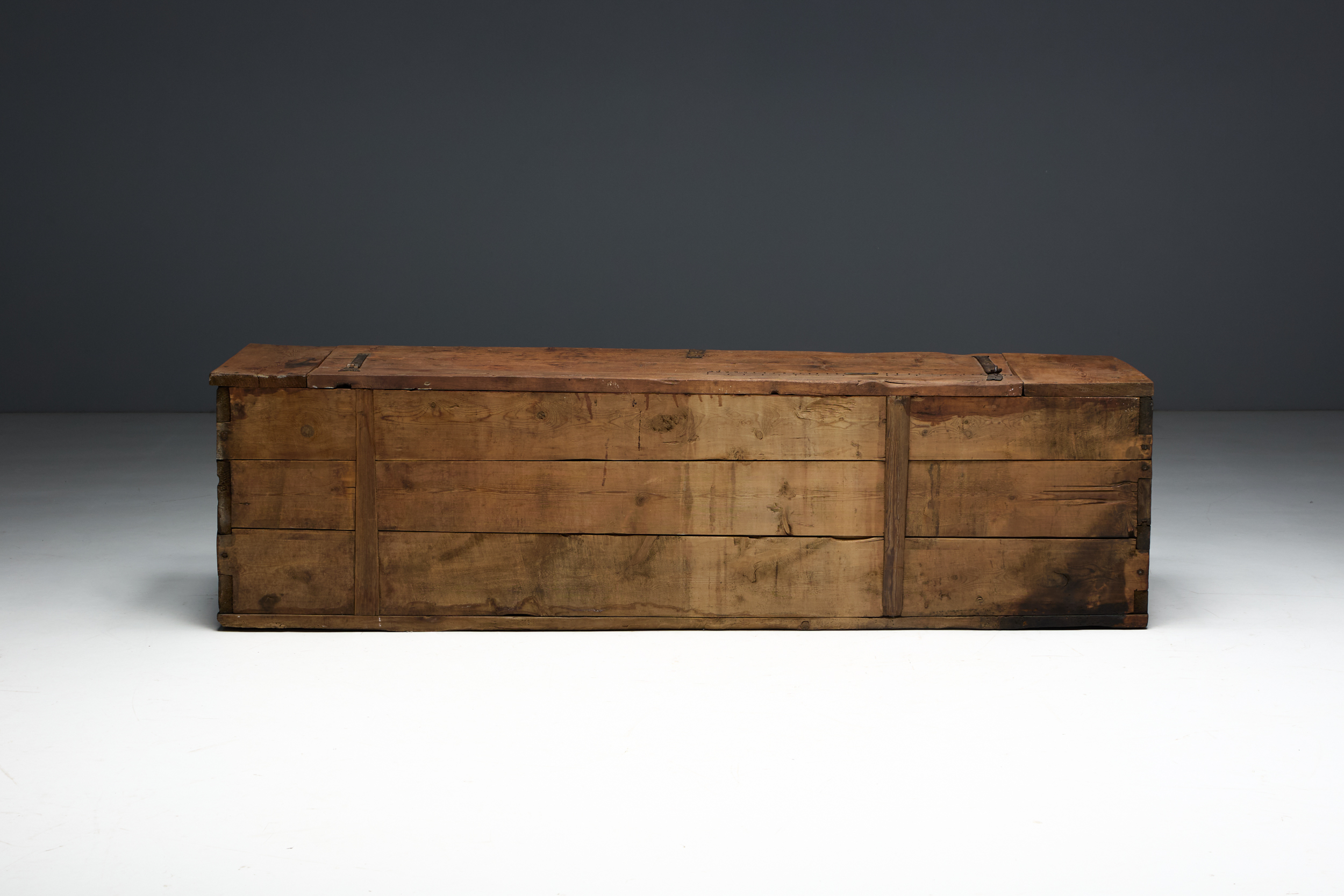 Large Vernacular Wooden Chest, France - 19th Century