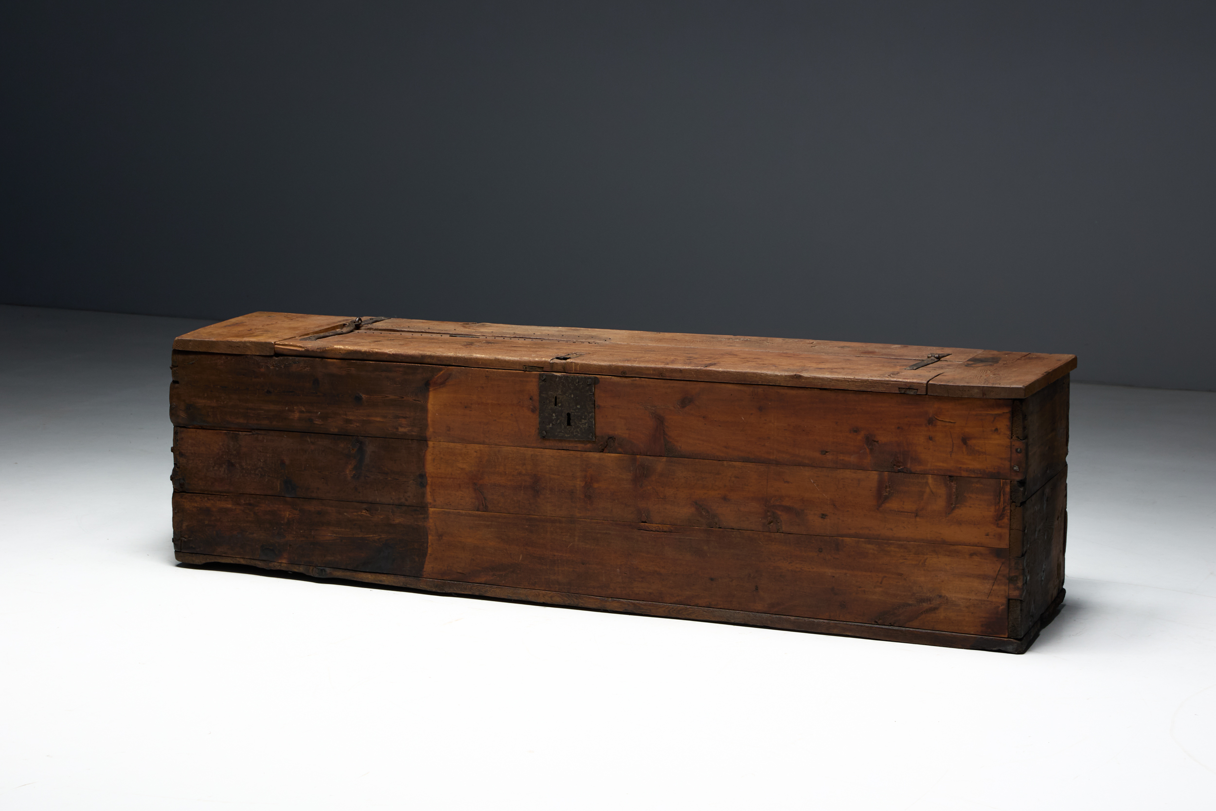 Large Vernacular Wooden Chest, France - 19th Century