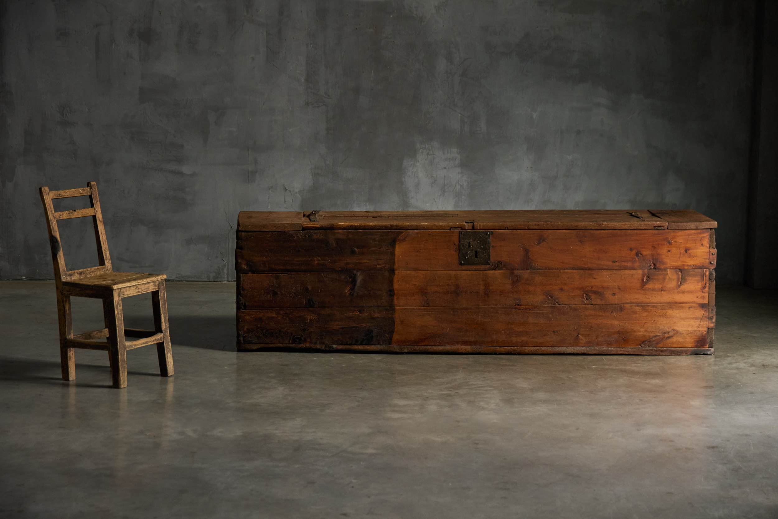 Large Vernacular Wooden Chest, France - 19th Century