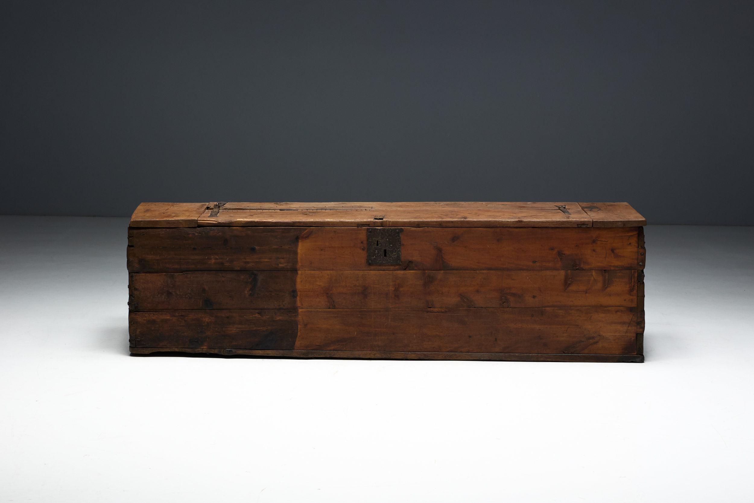 Large Vernacular Wooden Chest, France - 19th Century