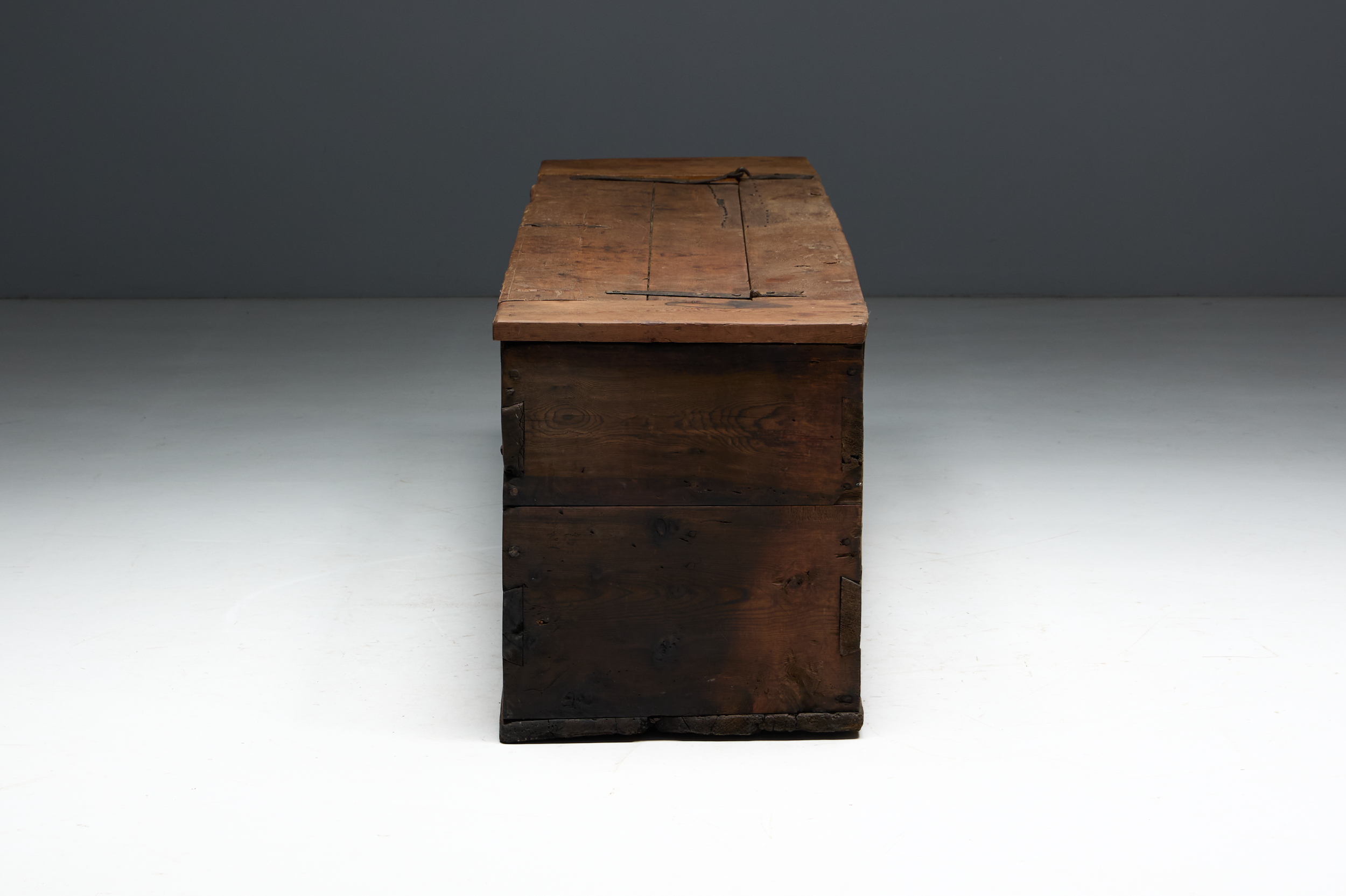 Large Vernacular Wooden Chest, France - 19th Century