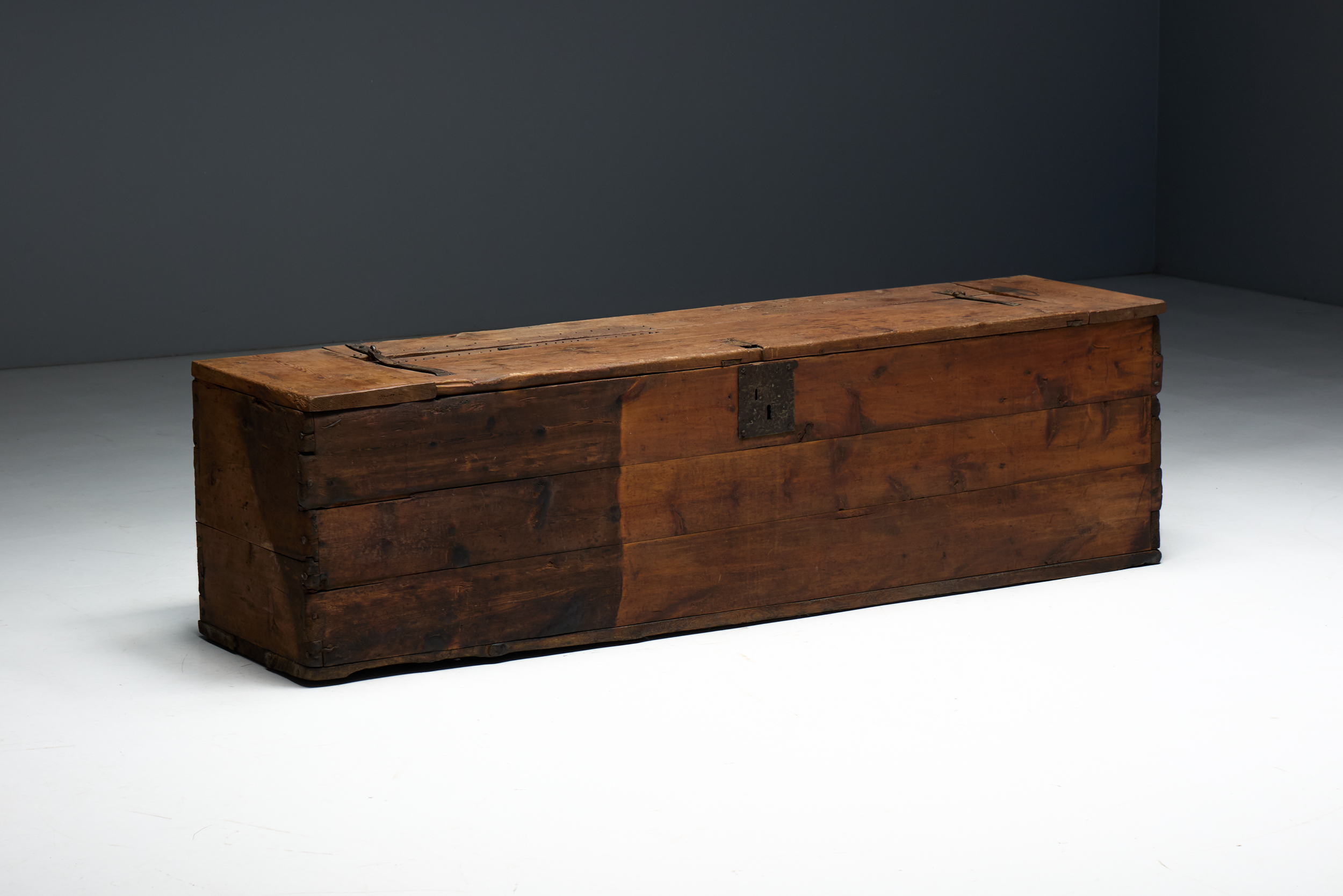 Large Vernacular Wooden Chest, France - 19th Century