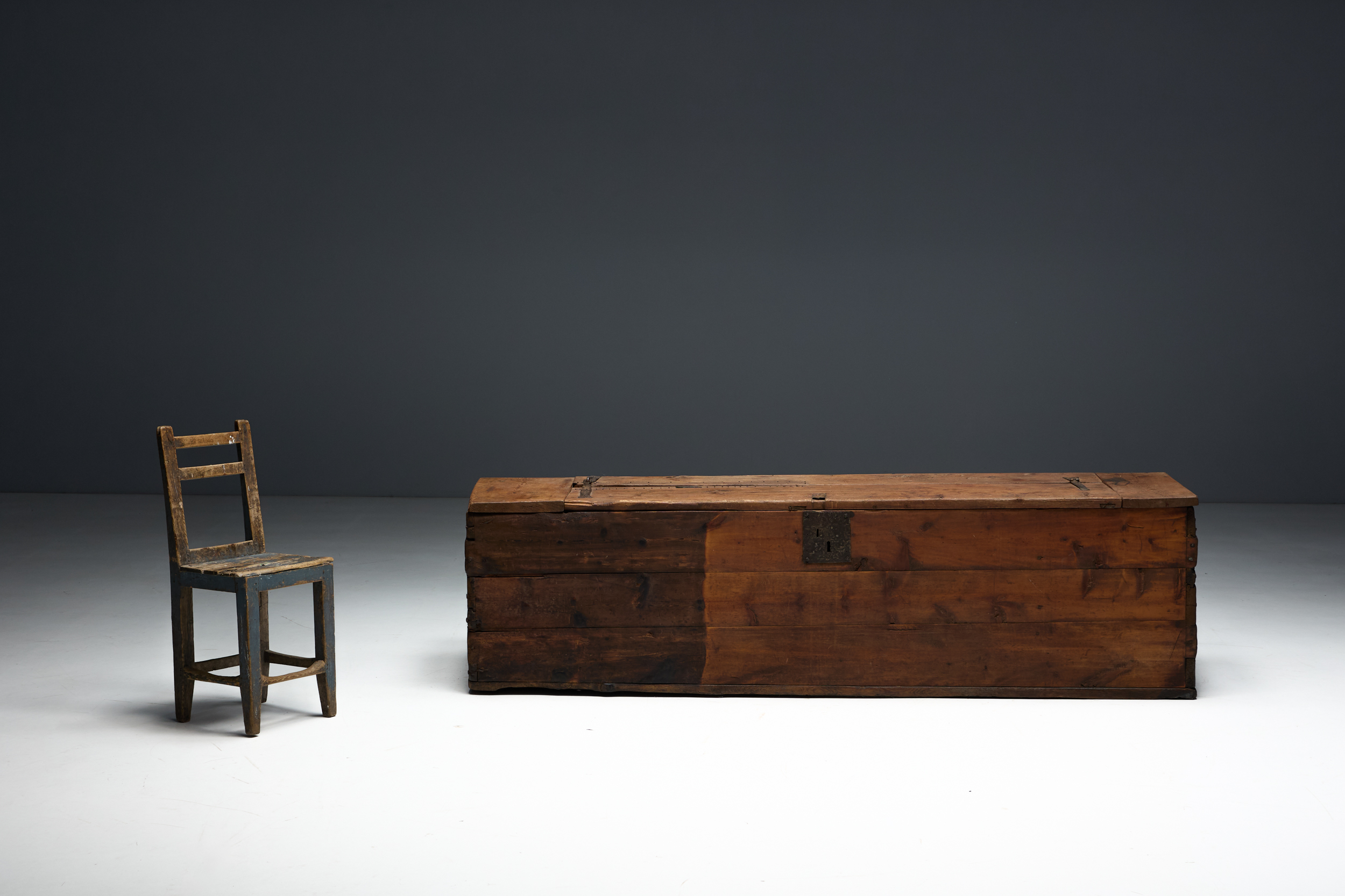 Large Vernacular Wooden Chest, France - 19th Century