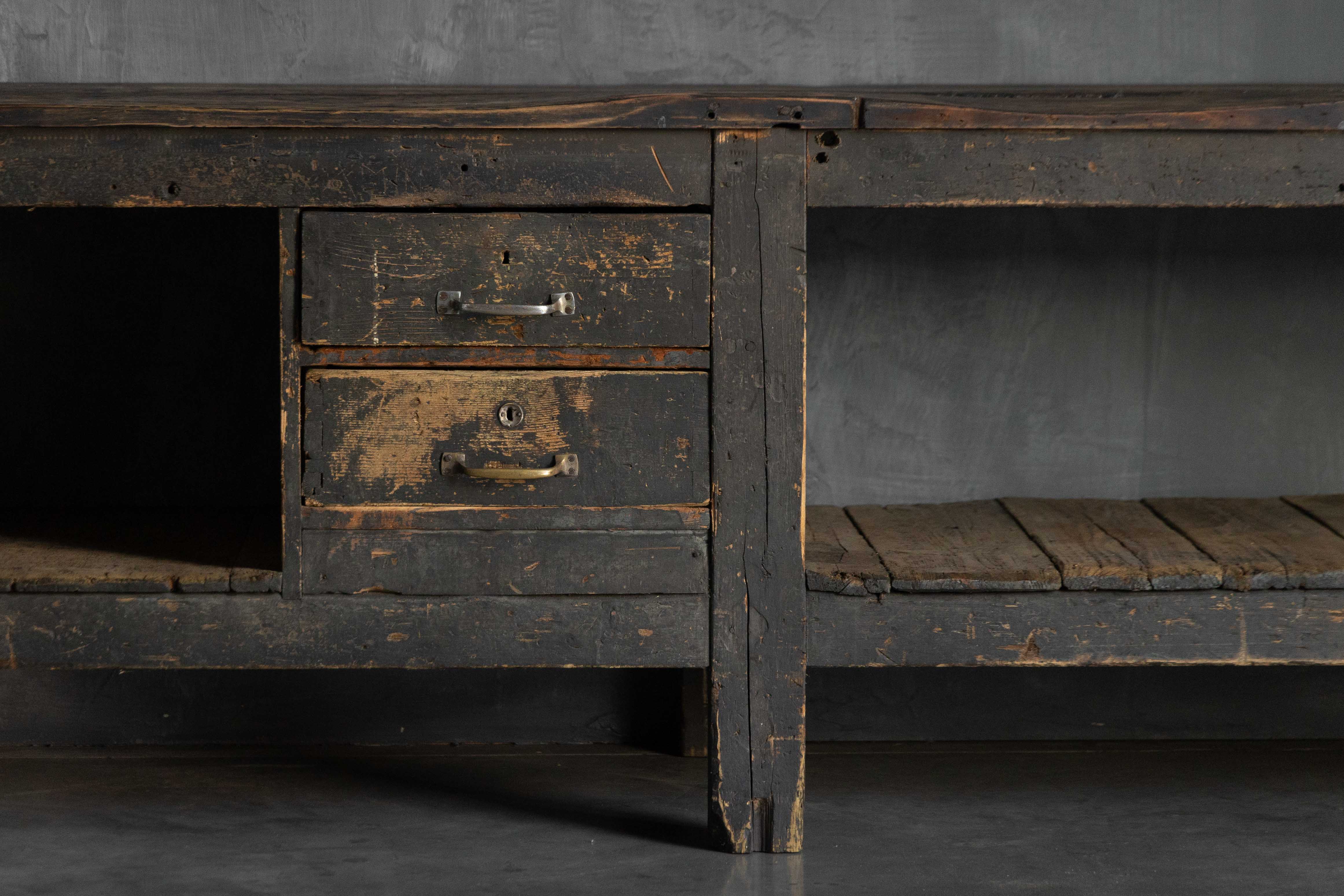 Large Vernacular Worktable, France - Early 20th Century