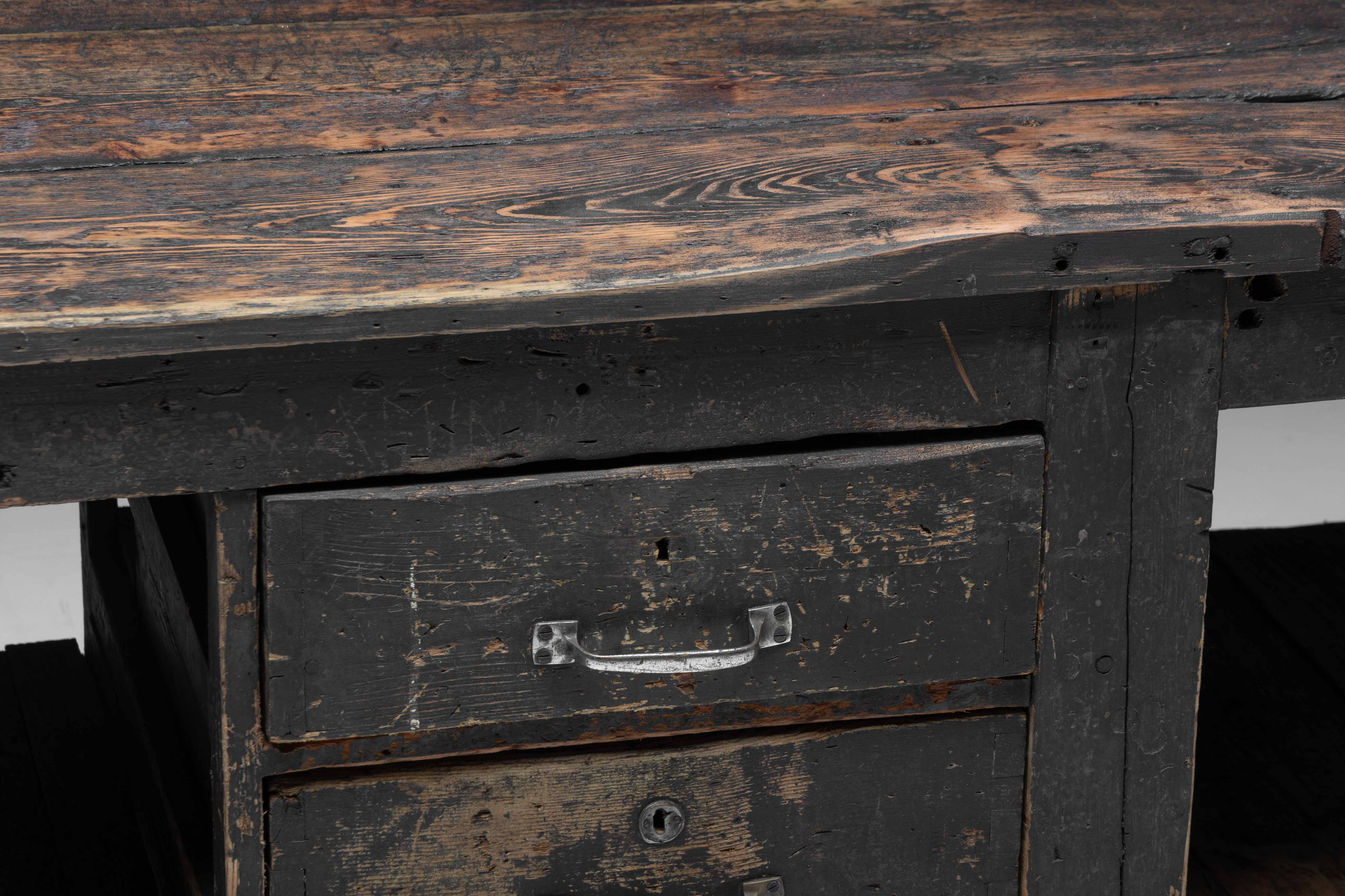 Large Vernacular Worktable, France - Early 20th Century