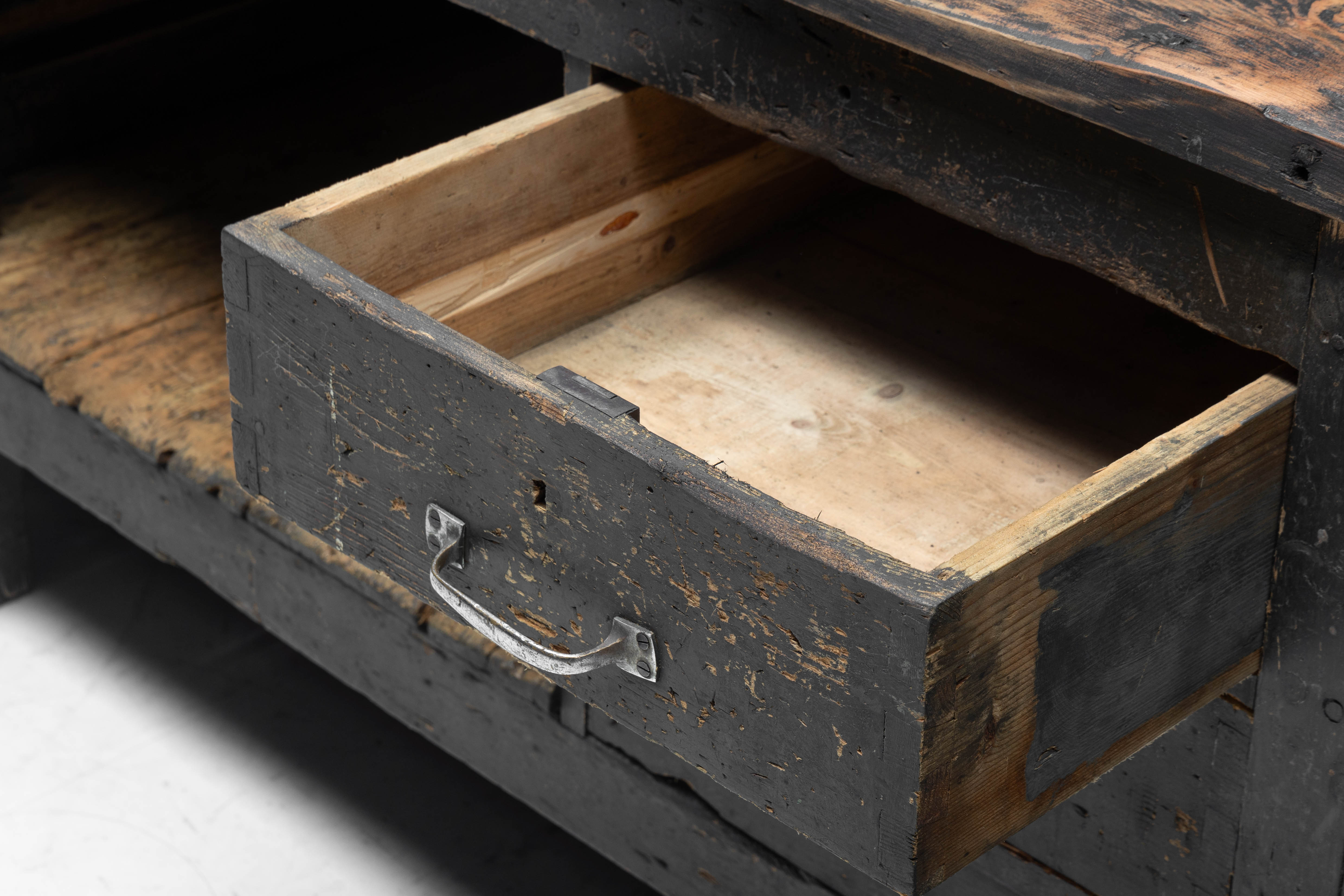 Large Vernacular Worktable, France - Early 20th Century