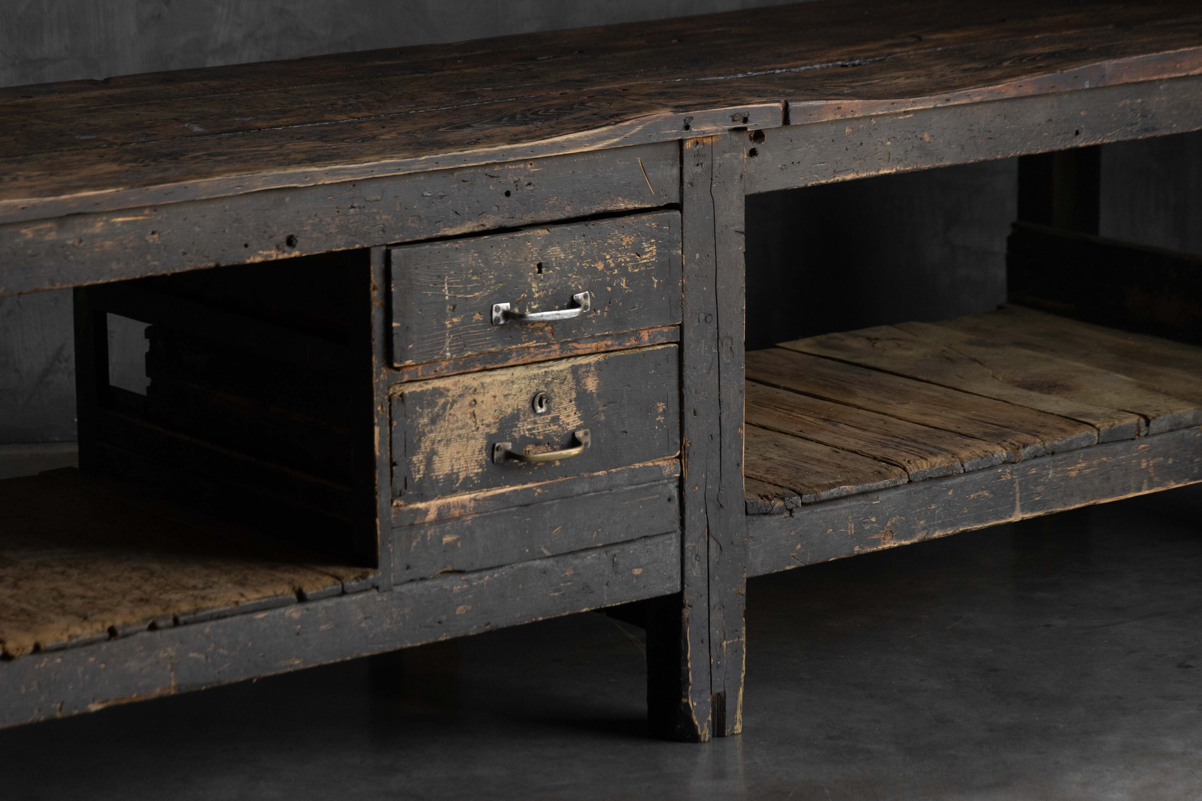Large Vernacular Worktable, France - Early 20th Century