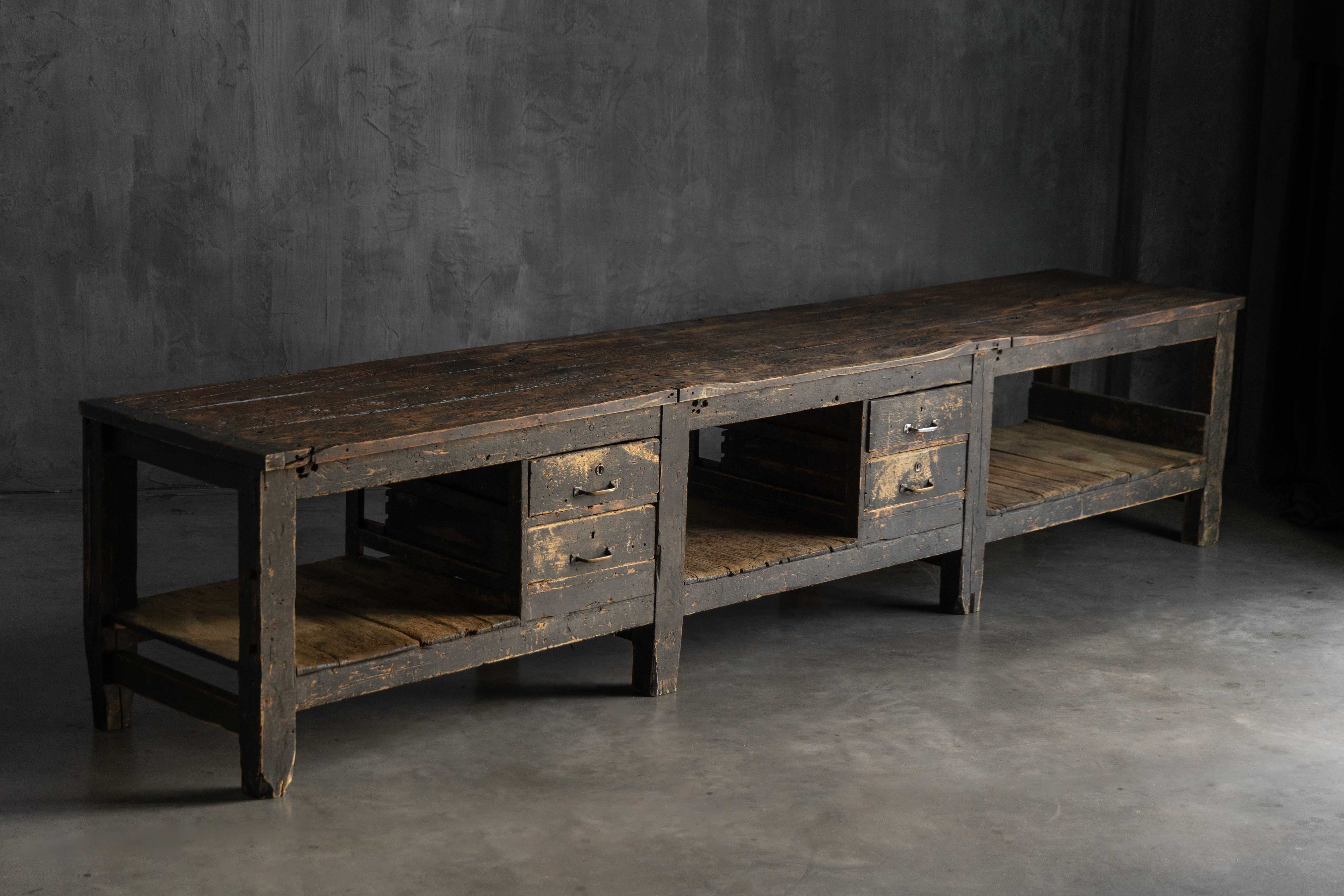 Large Vernacular Worktable, France - Early 20th Century