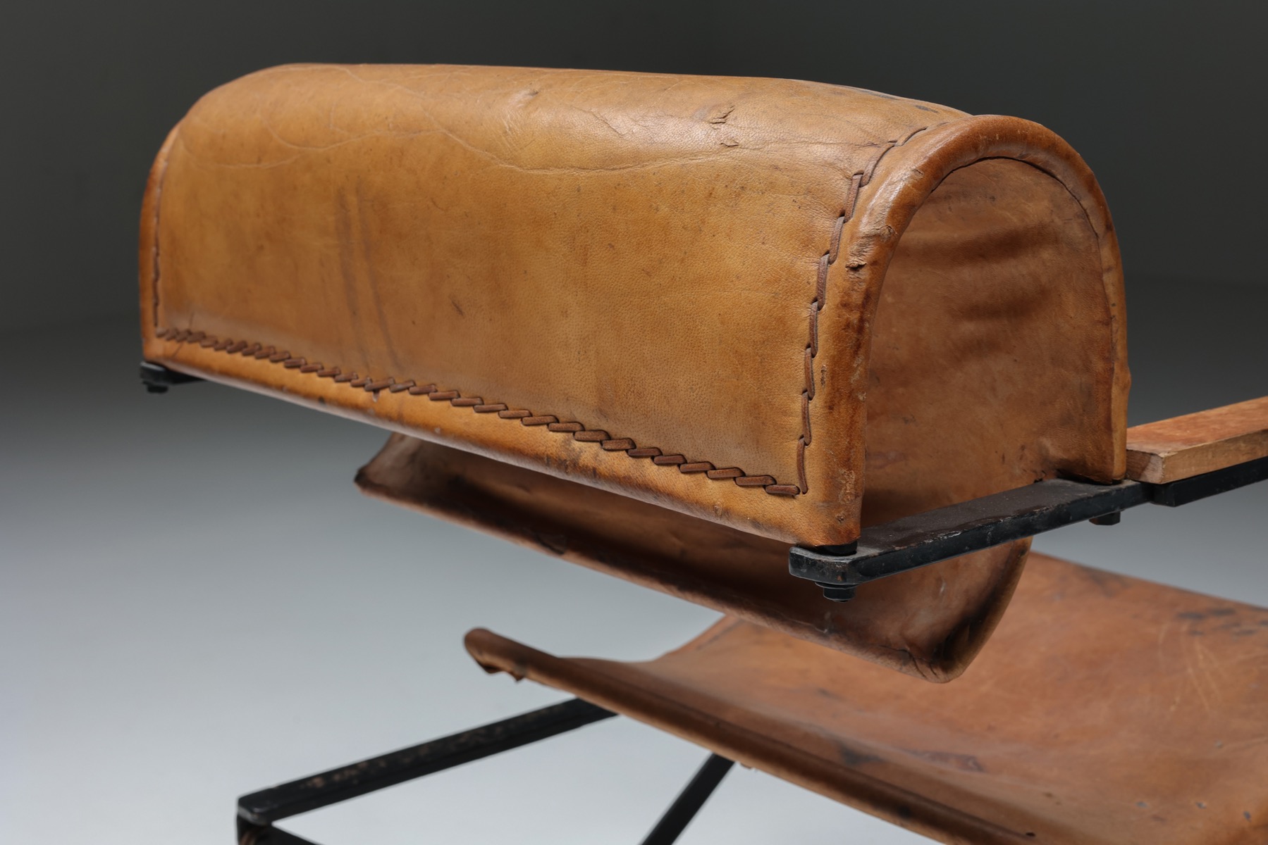 Postmodern Leather & Metal Armchair - 1990s