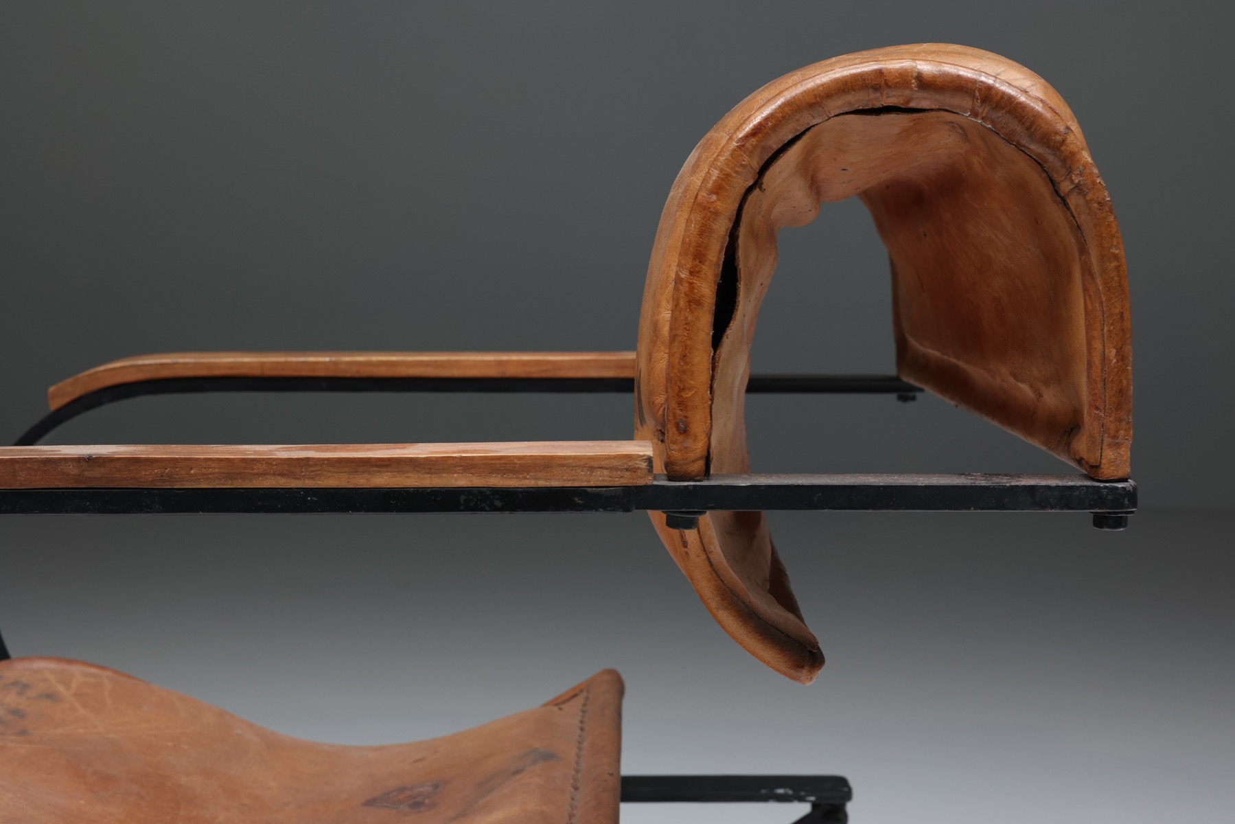Postmodern Leather & Metal Armchair - 1990s