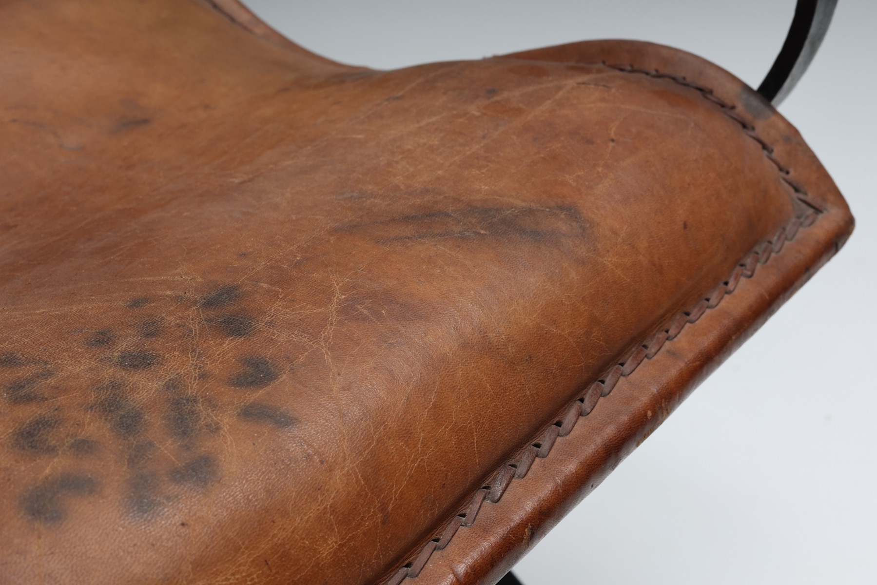 Postmodern Leather & Metal Armchair - 1990s