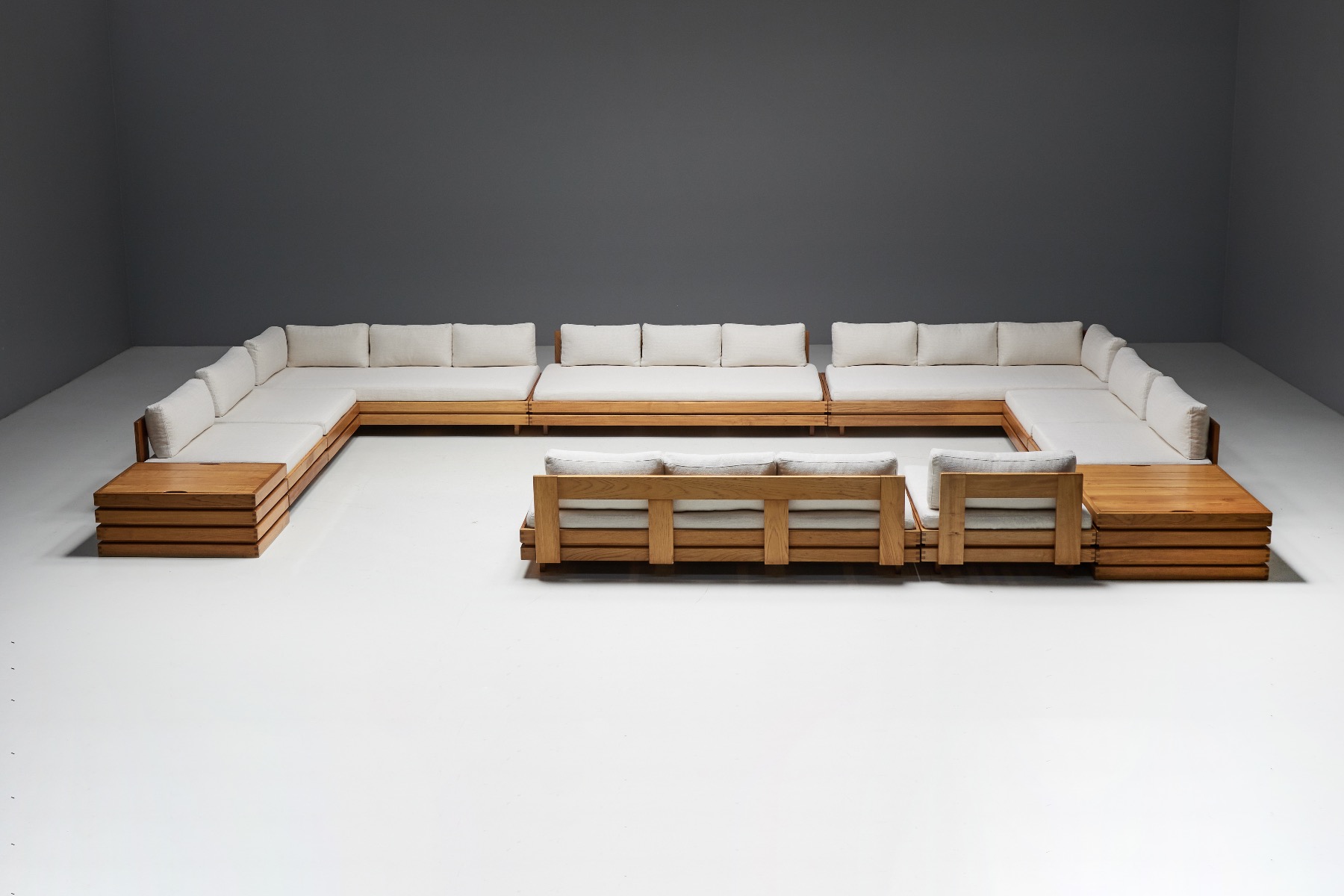 Three-Seater Sofa in Solid Elm by Maison Regain - 1970s