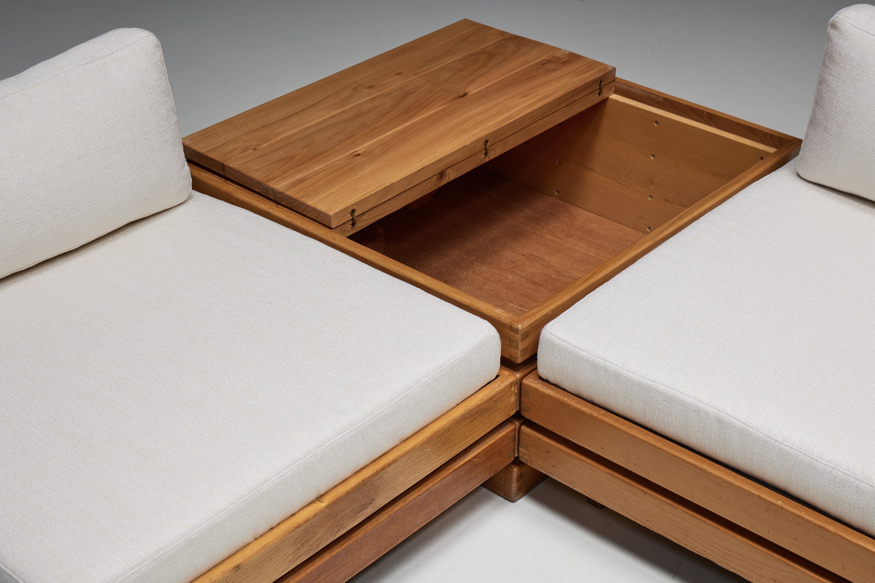 Square Elmwood Coffee Table by Maison Regain - 1970s