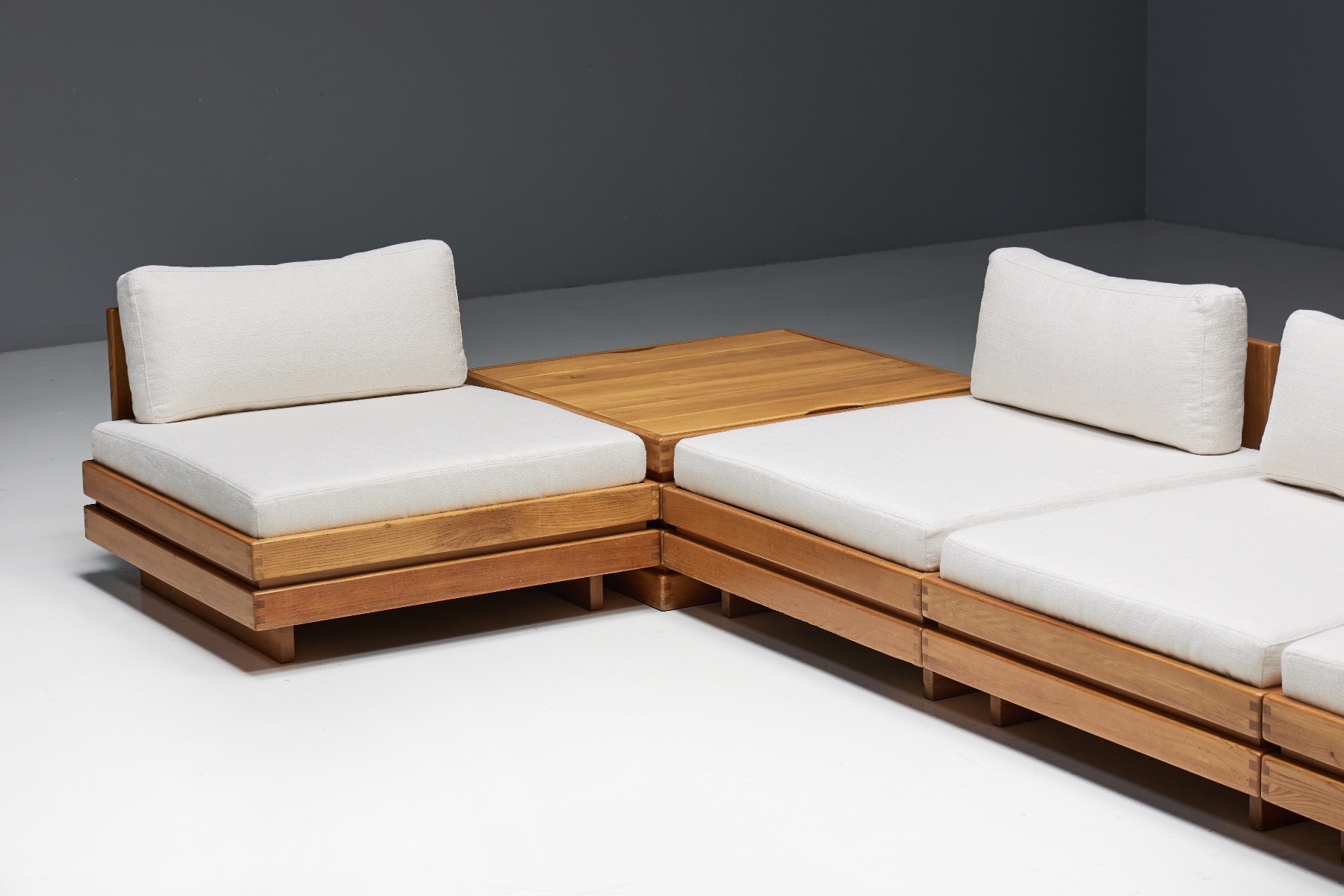 Square Elmwood Coffee Table by Maison Regain - 1970s