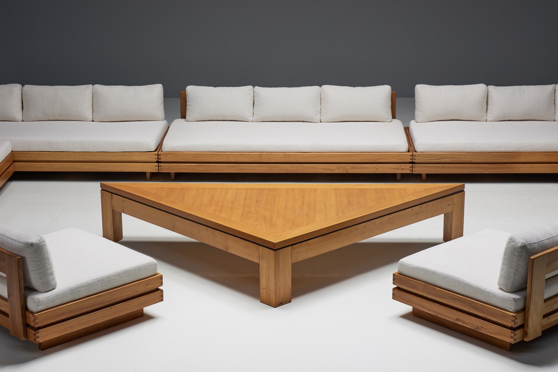 Three-Seater Sofa in Solid Elm by Maison Regain - 1970s