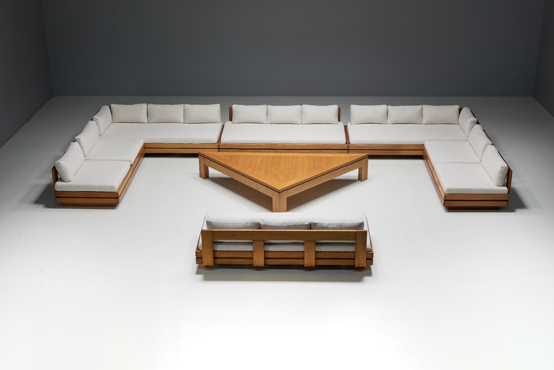 Three-Seater Sofa in Solid Elm by Maison Regain - 1970s